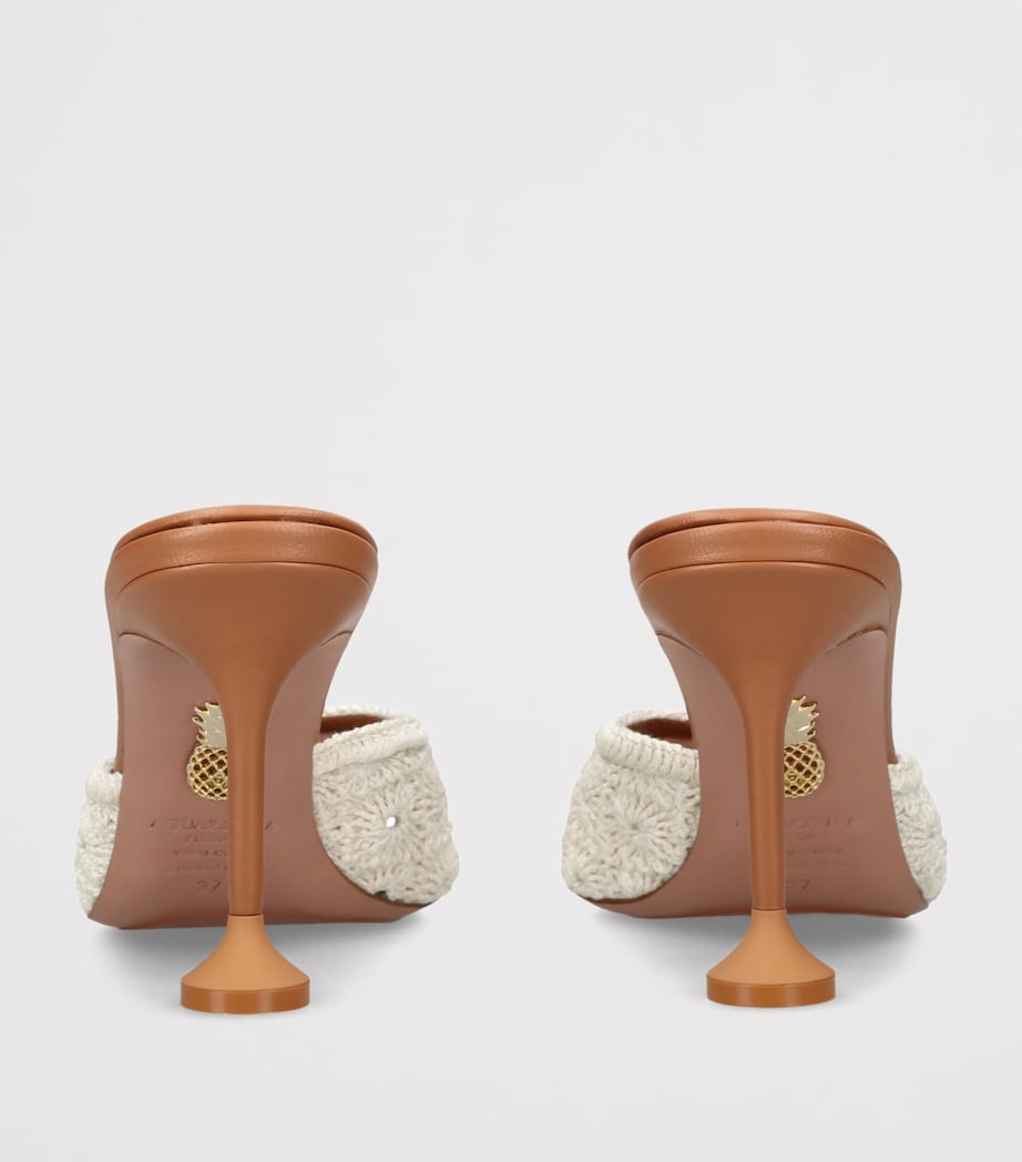 Aquazzura Woven Loom Mules 85 Cream Comb Image 2