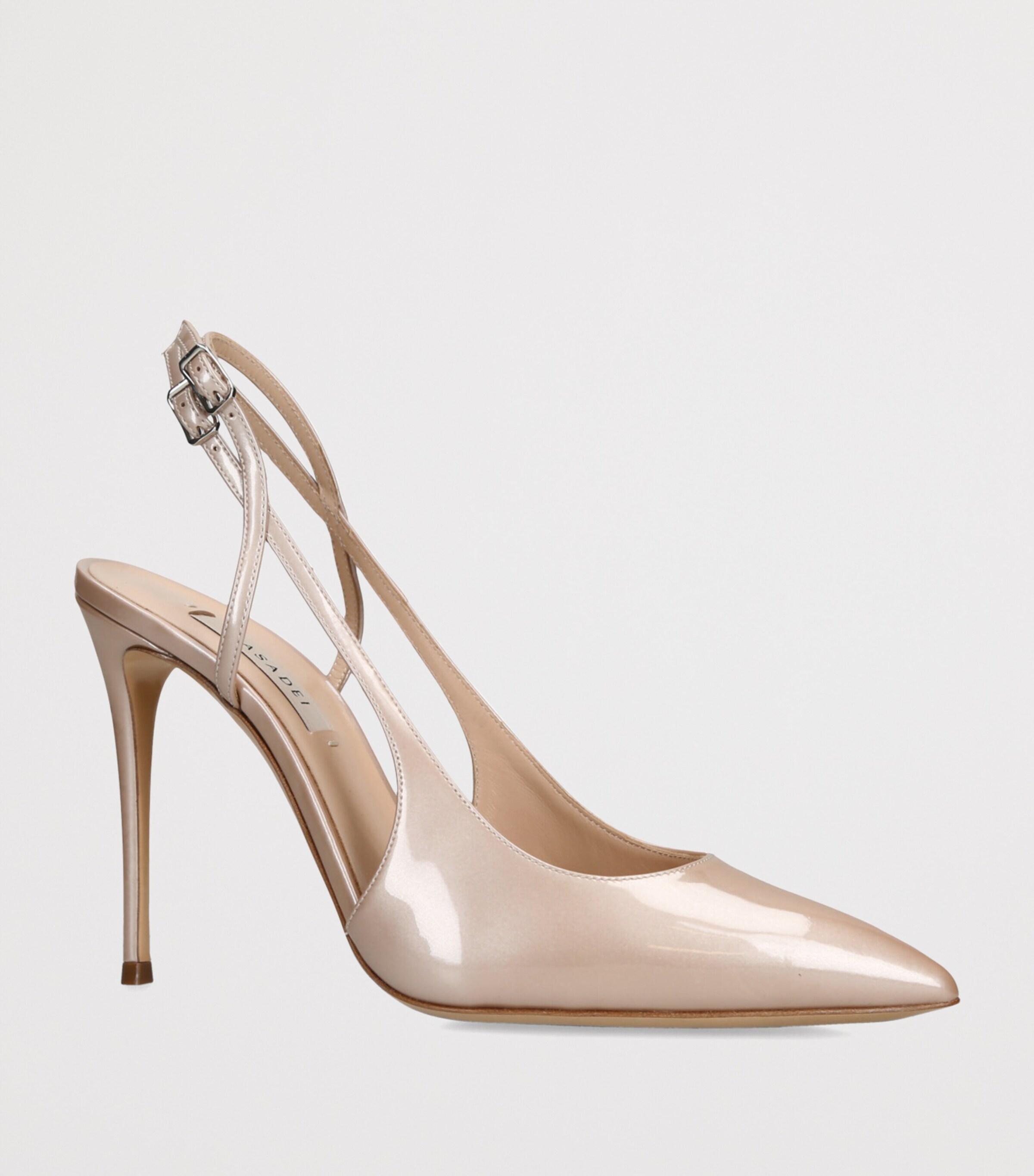 Casadei Patent Leather Julia Jolly Slingback Heels 100 Beige Image 3