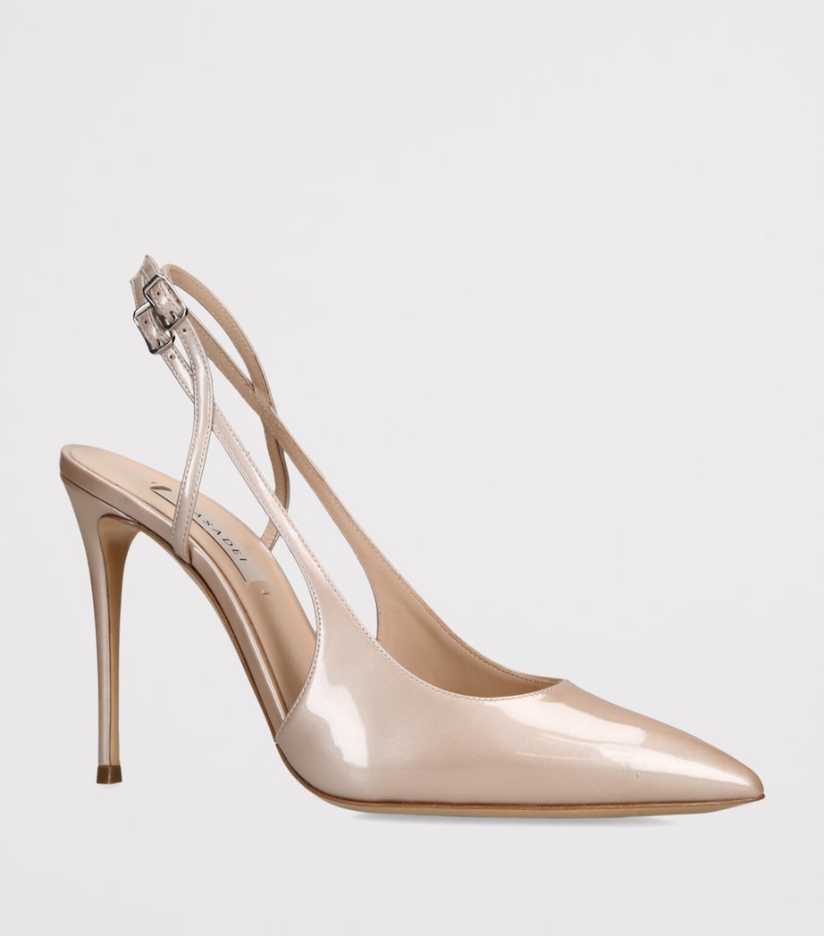 Casadei Patent Leather Julia Jolly Slingback Heels 100 Beige Image 3