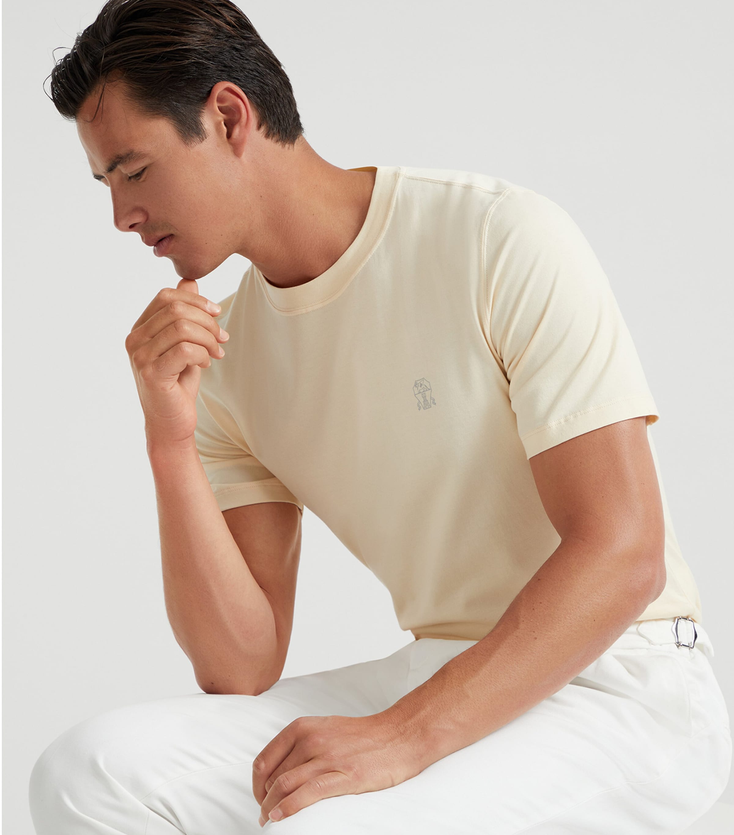 【Brunello Cucinelli】ロゴコットンジャージTシャツ Brunello Cucinelli Men's Cotton Jersey Crew Neck T-shirt