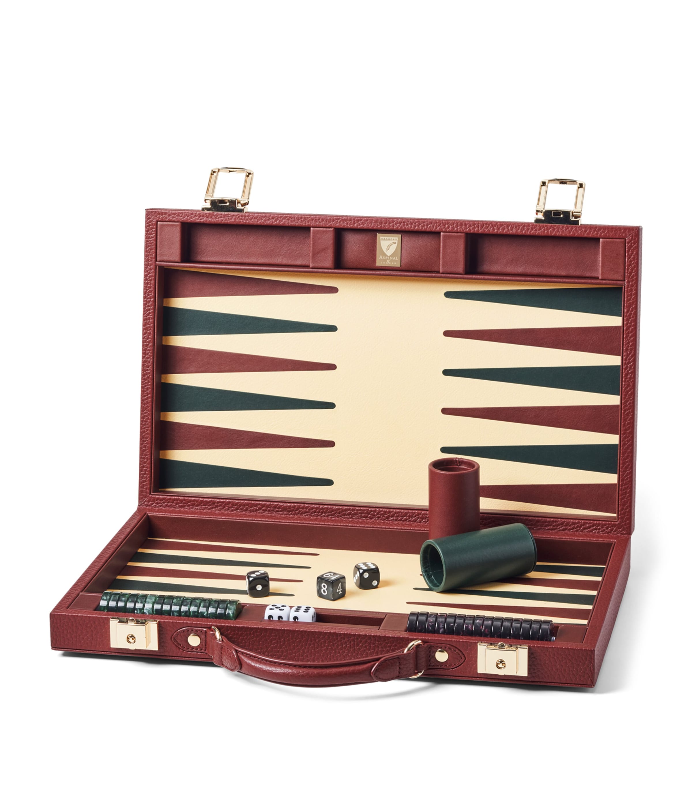 15-Inch Pebbled Leather Backgammon Set