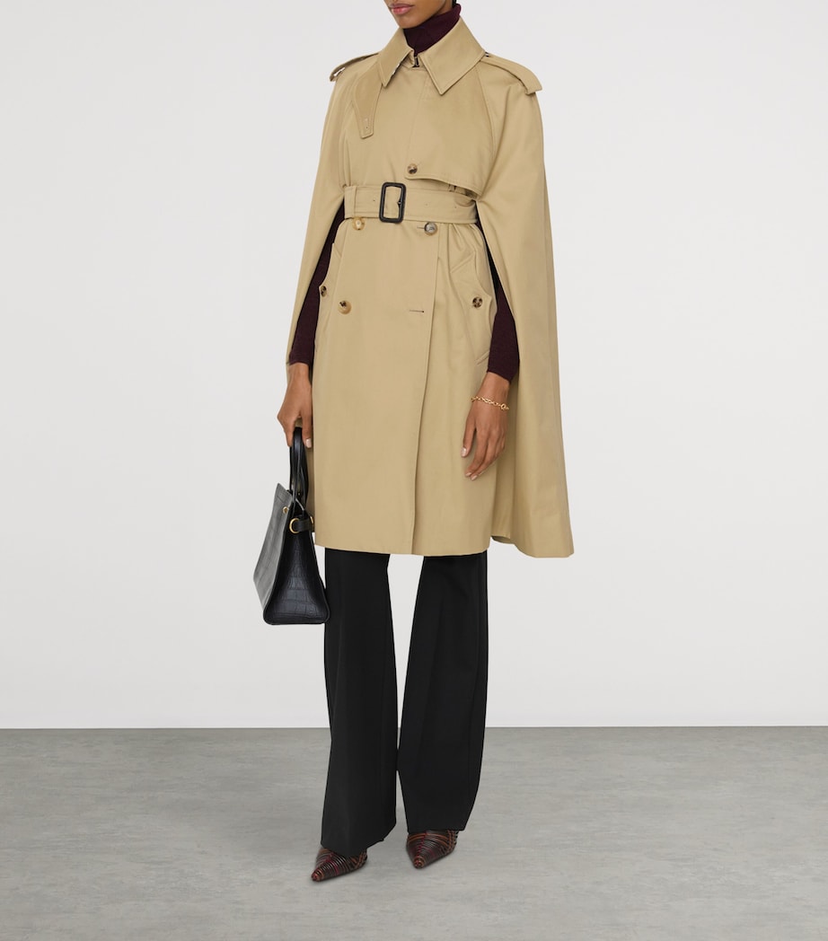 Burberry Womens Gabardine Belmont Cape Trench Coat Beige Image 2