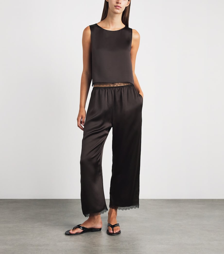 LESET Womens Lace-Trim Barb Tank Top Chocolate Image 2