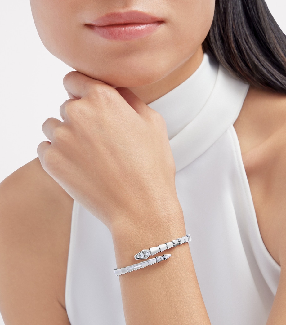 White Gold and Diamond Serpenti Viper Bangle WHITE GOLD Image 4