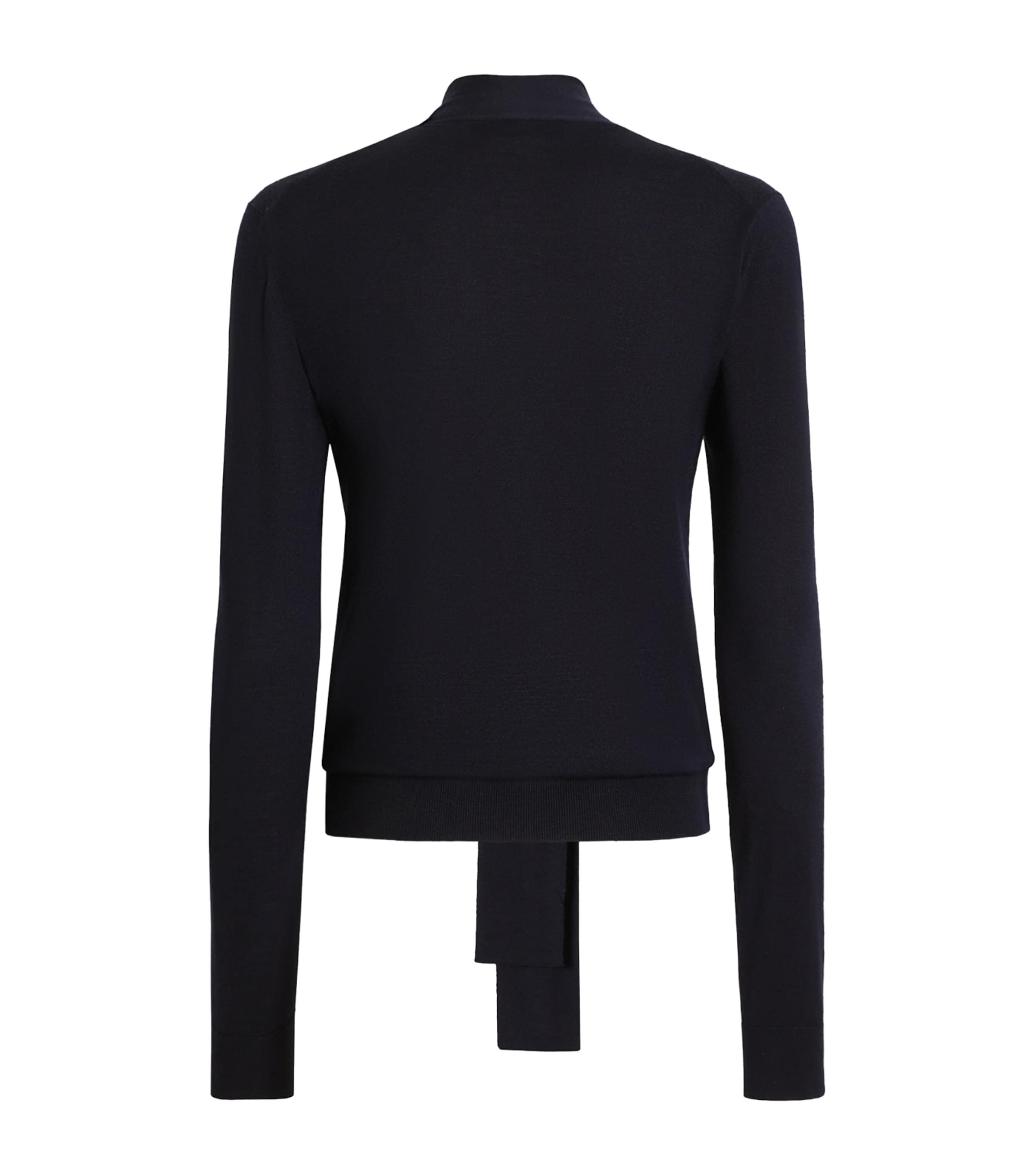 Dolce&Gabbana Womens Virgin Wool Pussybow Sweater Very Dark Blue Image 2