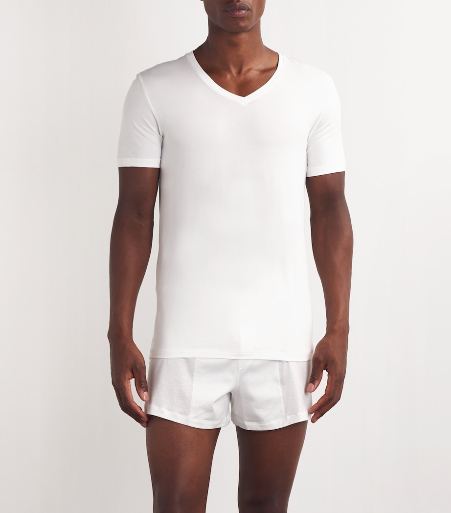 Cotton Superior V-Neck T-Shirt WHITE Image 3