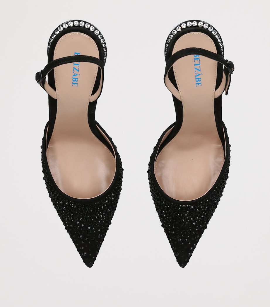 BETZÁBE Suede Embellished Sofia Slingback Pumps 100 Black Image 3