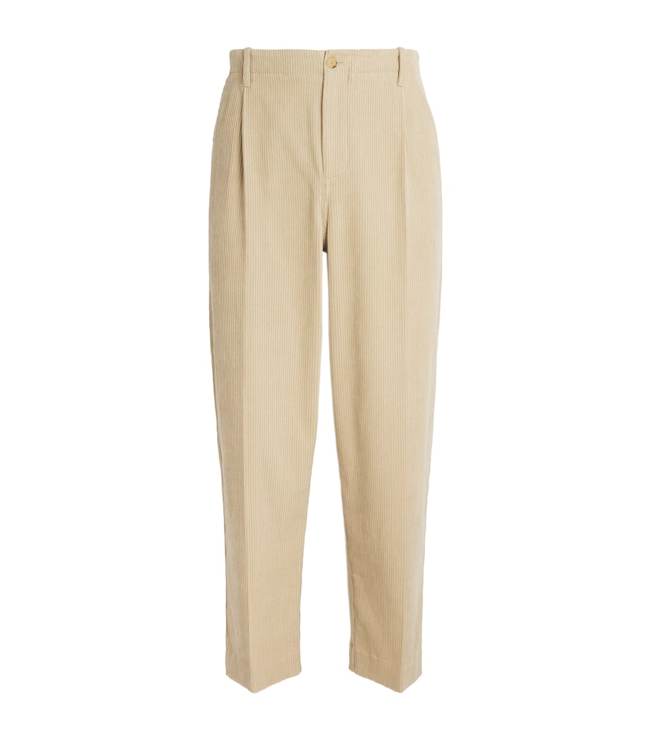 FRAME Mens Corduroy Pleated Tapered Trousers Dove Image 1