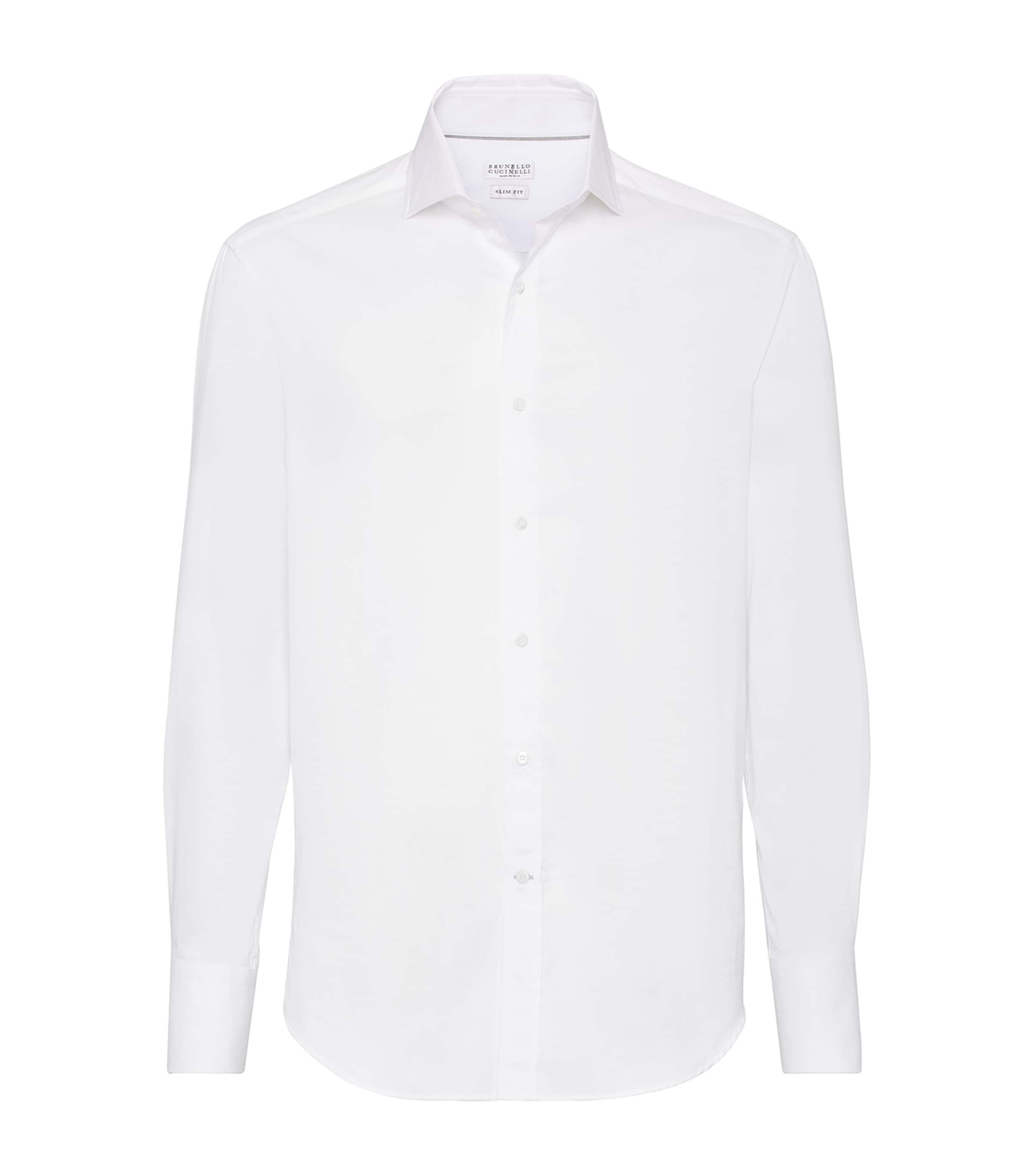 Brunello Cucinelli Spread-collar Long-sleeve Shirt In White