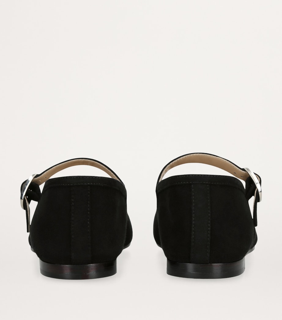 Suede Mary Jane Ballet Flats BLACK Image 4