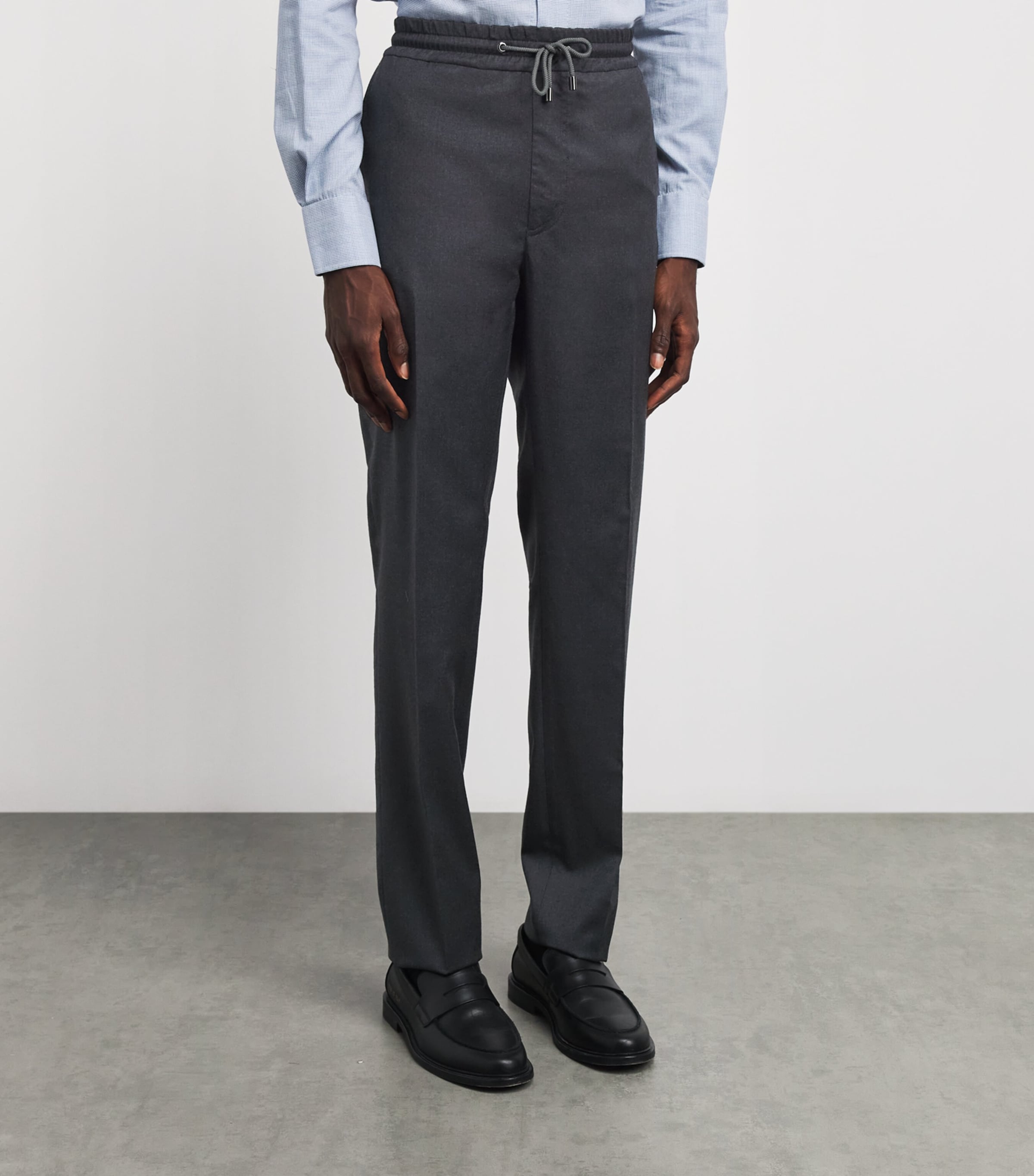 Pal Zileri Mens Stretch-Virgin Wool Drawstring Trousers Grey Image 4