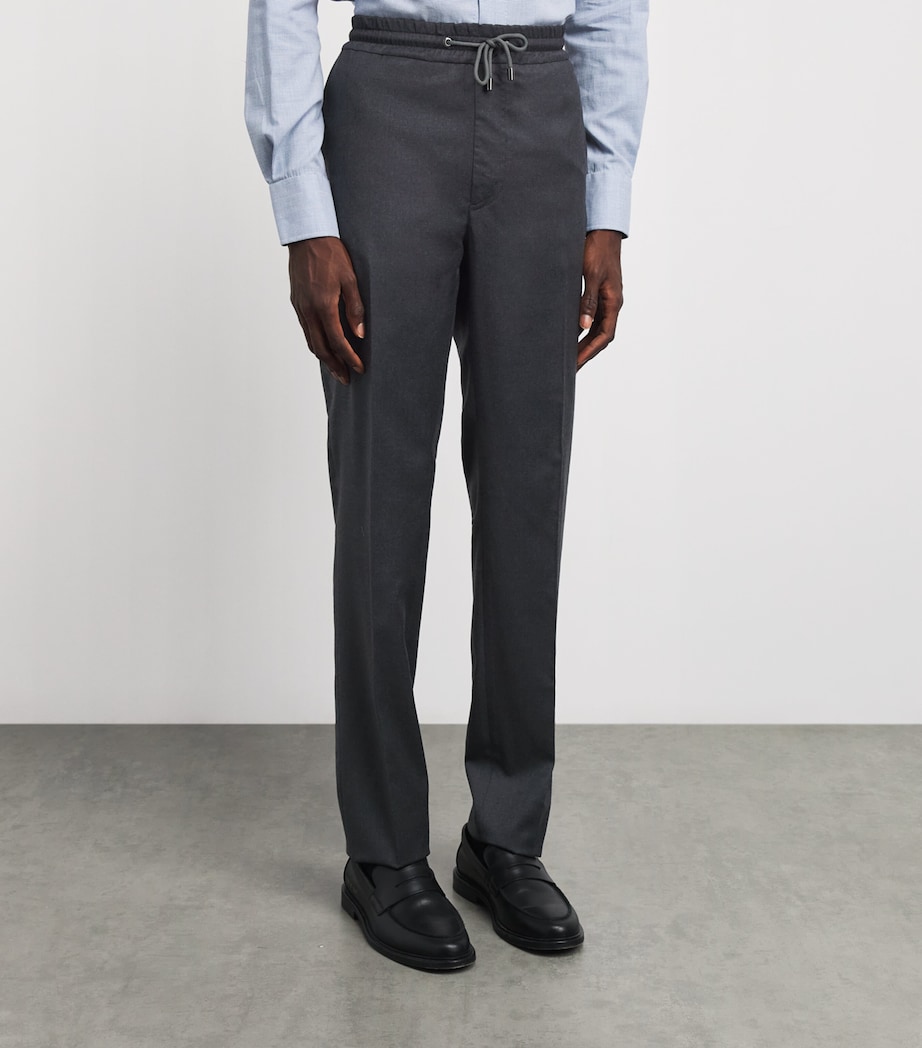 Pal Zileri Mens Stretch-Virgin Wool Drawstring Trousers Grey Image 4