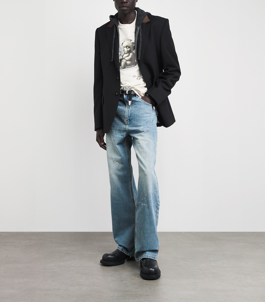 DOMREBEL Mens Jerk Bootcut Jeans Mid Blue Image 2