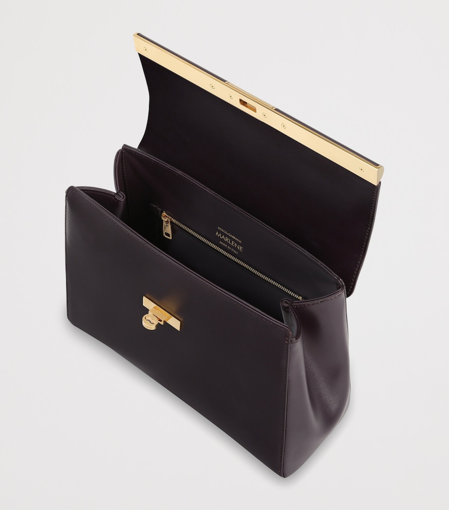 Dolce&Gabbana Palmellato Calfskin Marlene Top-Handle Bag Wine Image 7