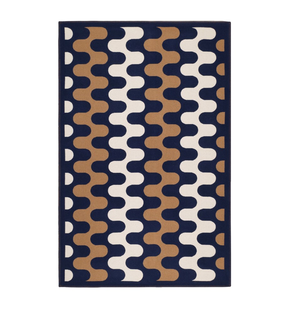 Wool Modernism Throw (135cm x 220cm) 8E29 - BLUE/TAN Image 1