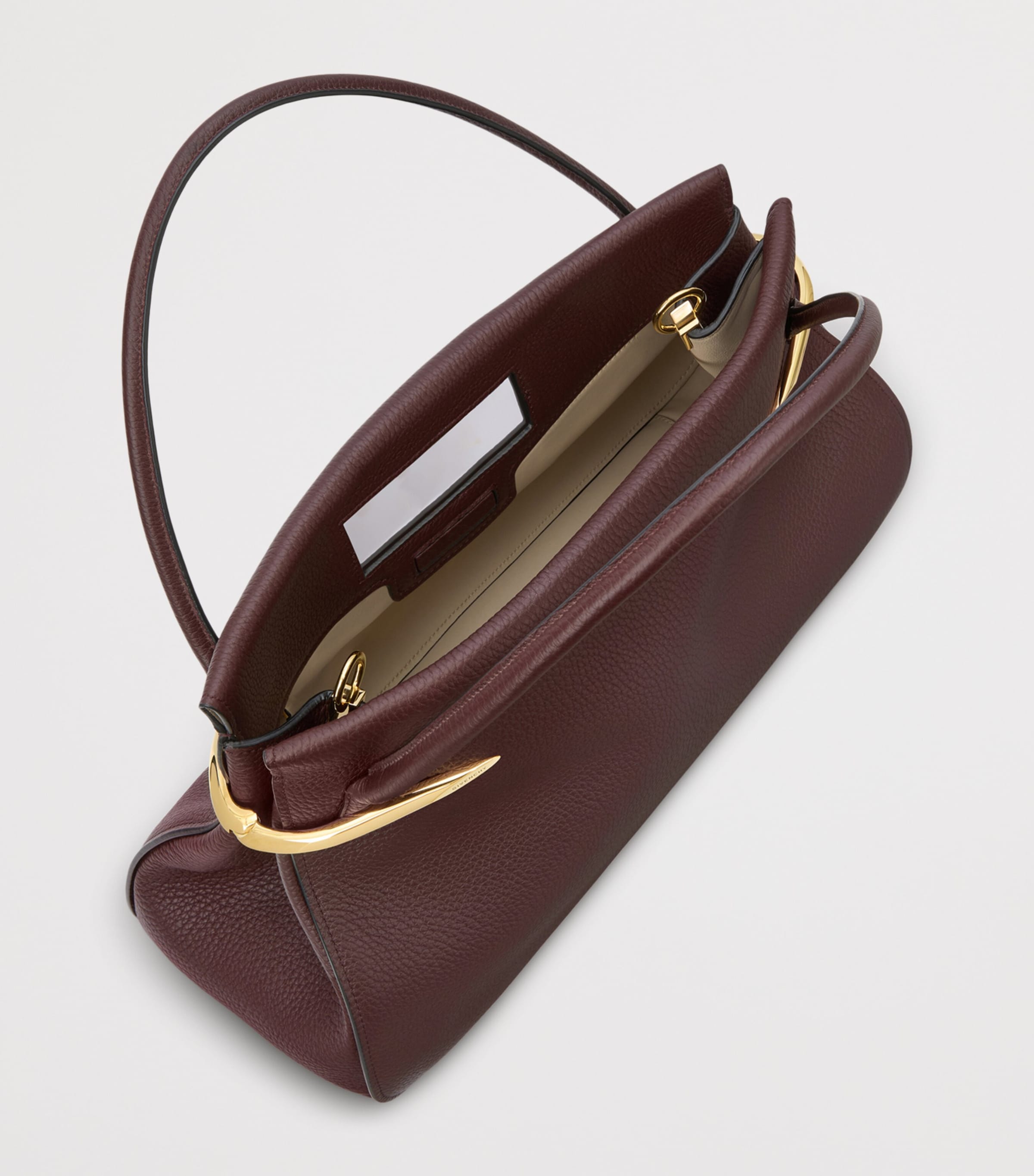 Medium Leather Pinch Top-Handle Bag EBONY BROWN Image 5