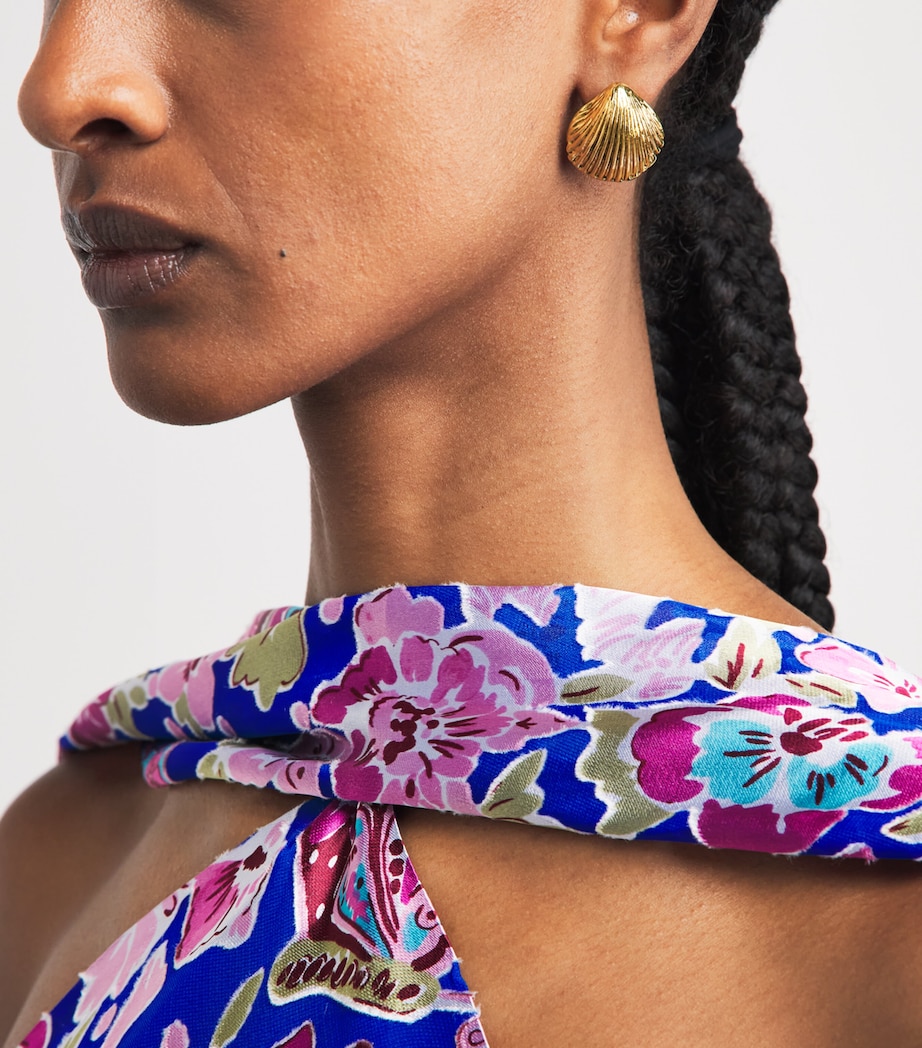 Rixo Gold-Plated Meyra Shell Earrings Gold Image 2