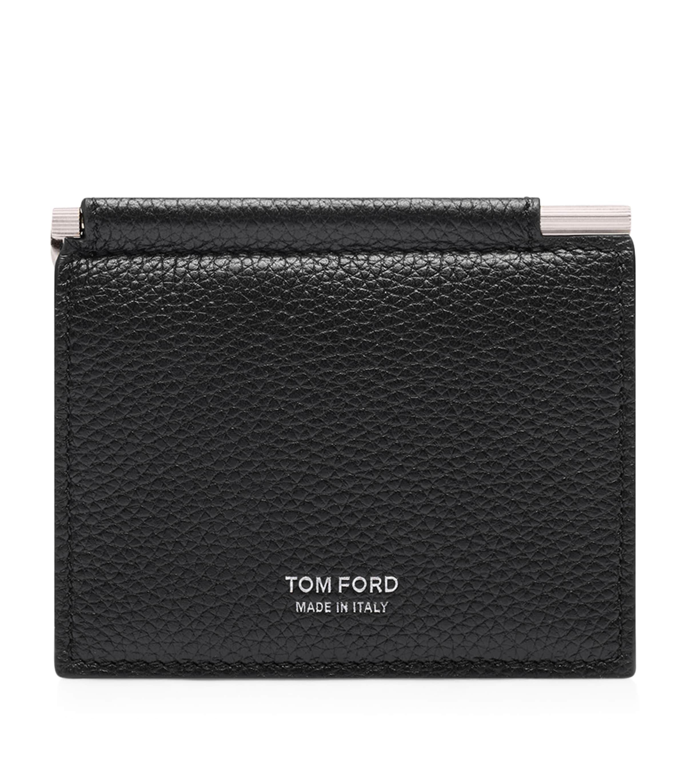 TOM FORD Black Leather T-Line Money Clip Cardholder Harrods AE