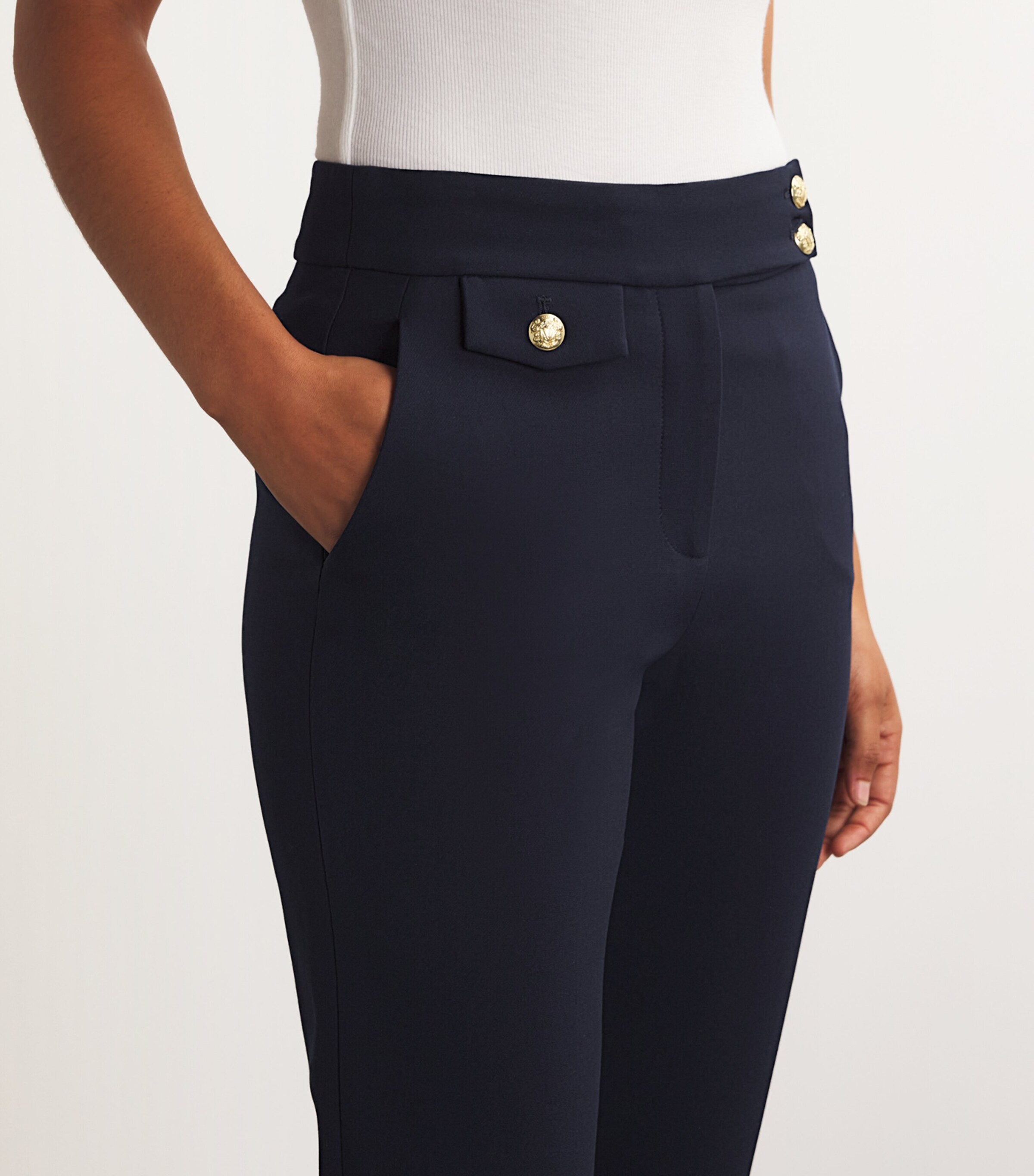 Woven Cropped Renzo Trousers NAVY/GOLD Image 6