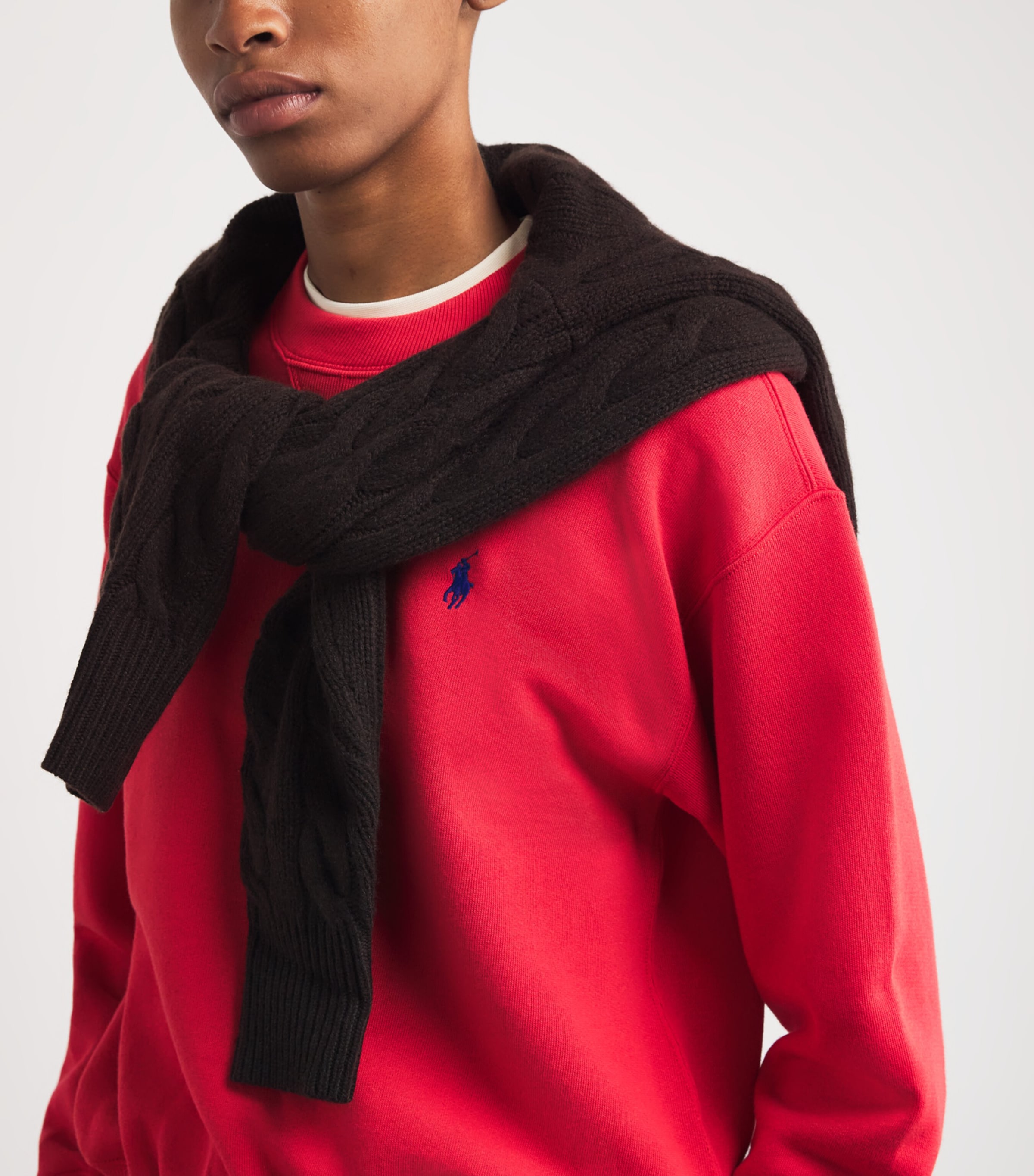 Cotton-Blend Polo Pony Sweatshirt DEEP ORANGEY RED Image 6