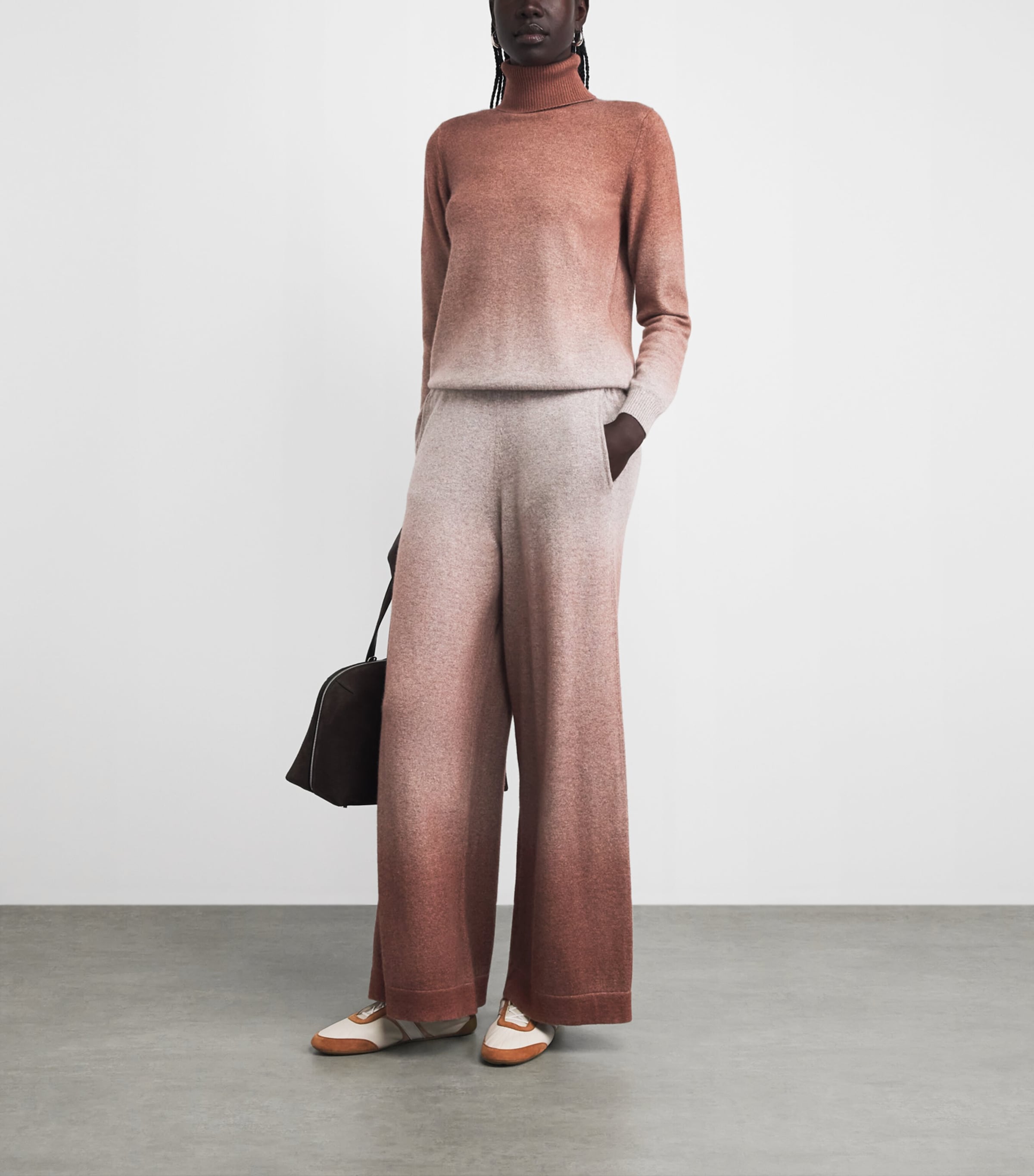Colombo Womens Cashmere Rollneck Sweater Shaded Brick Image 2