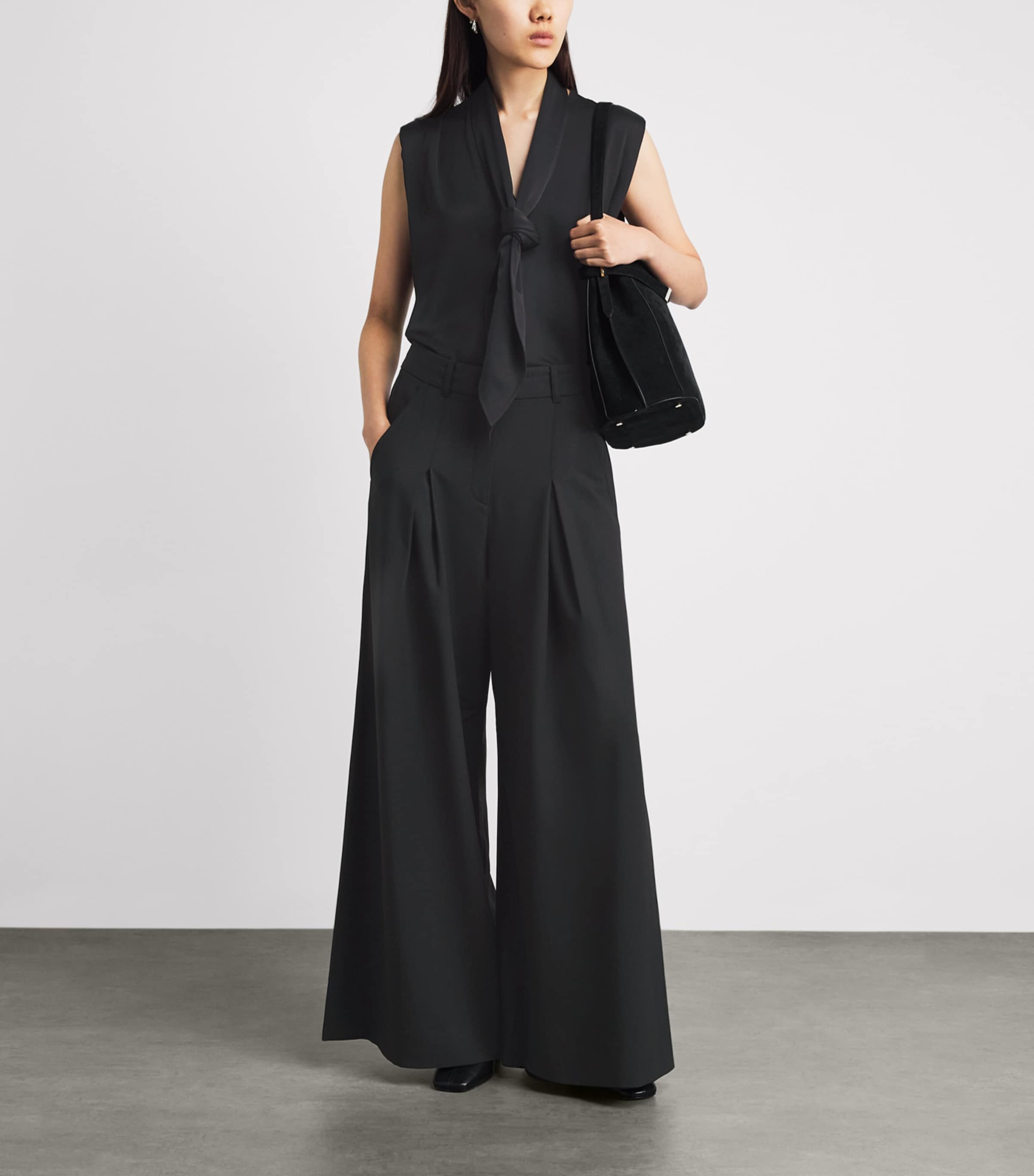 ME+EM Womens Satin Sleeveless Blouse Black Image 2