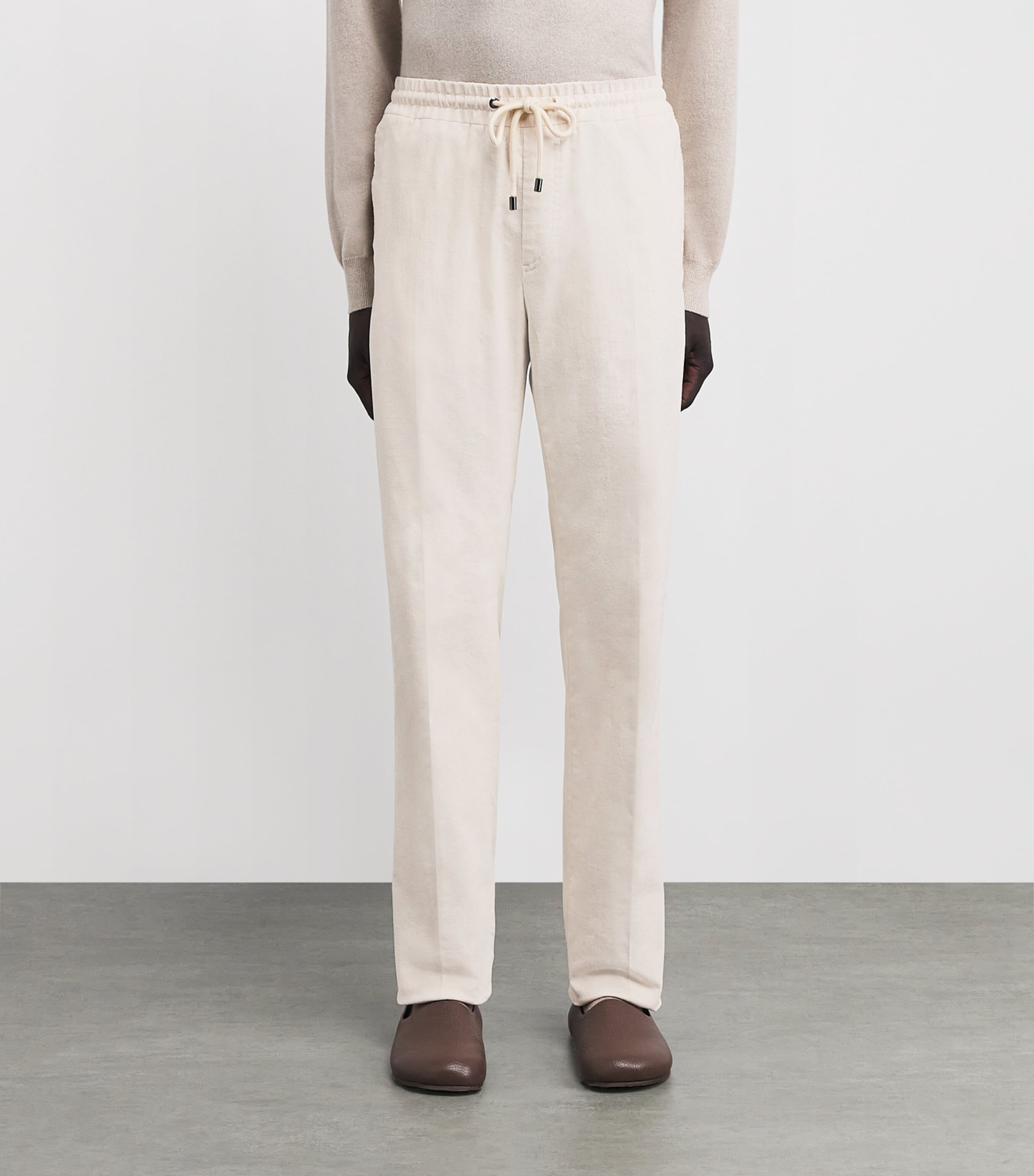 Corduroy Drawstring Trousers 81 WHITE Image 3