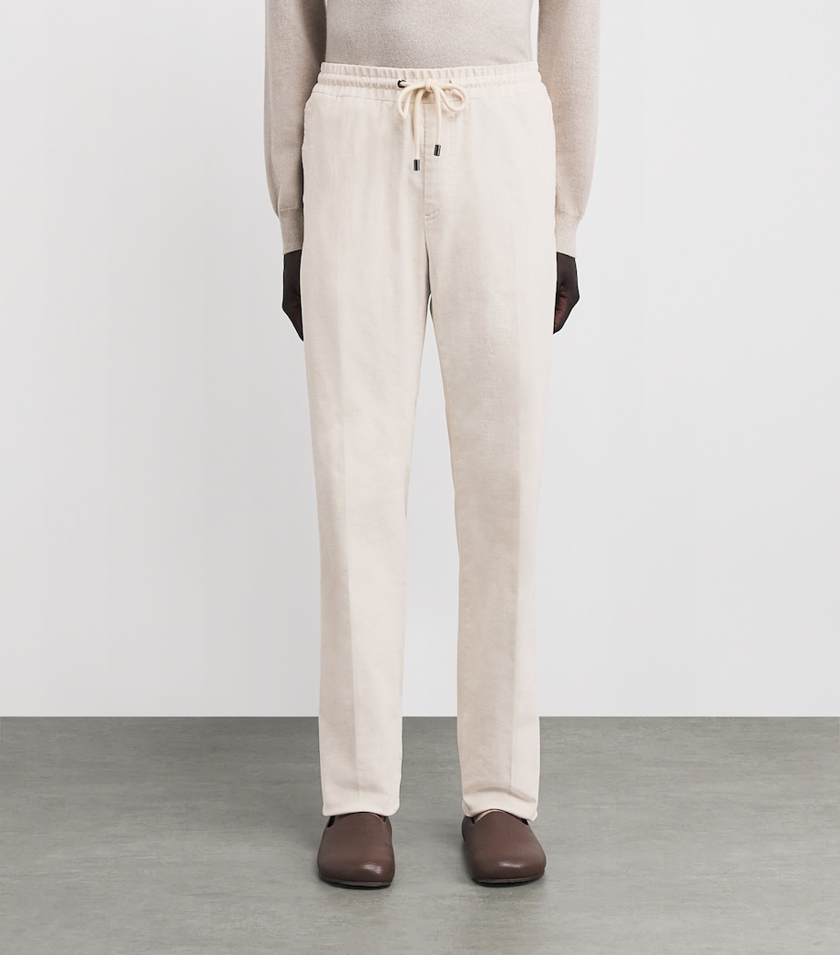 Corduroy Drawstring Trousers 81 WHITE Image 3