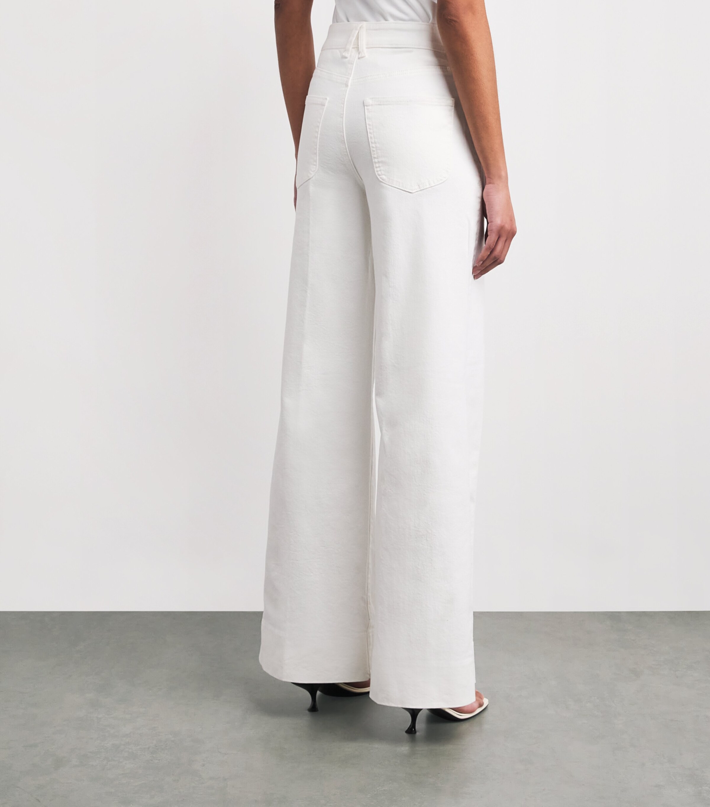 Good American Womens Good Waist Palazzo Jeans Cotton White Image 5