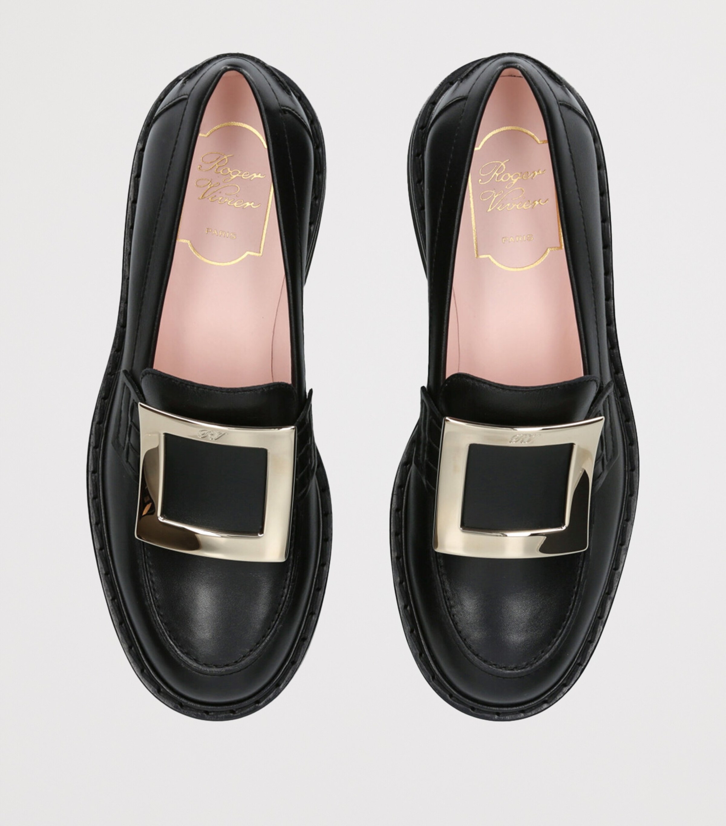 【お洒落度UP】Roger Vivier◆Viv' Rangers レザー ローファー Black Viv Rangers embellished leather slippers | ROGER