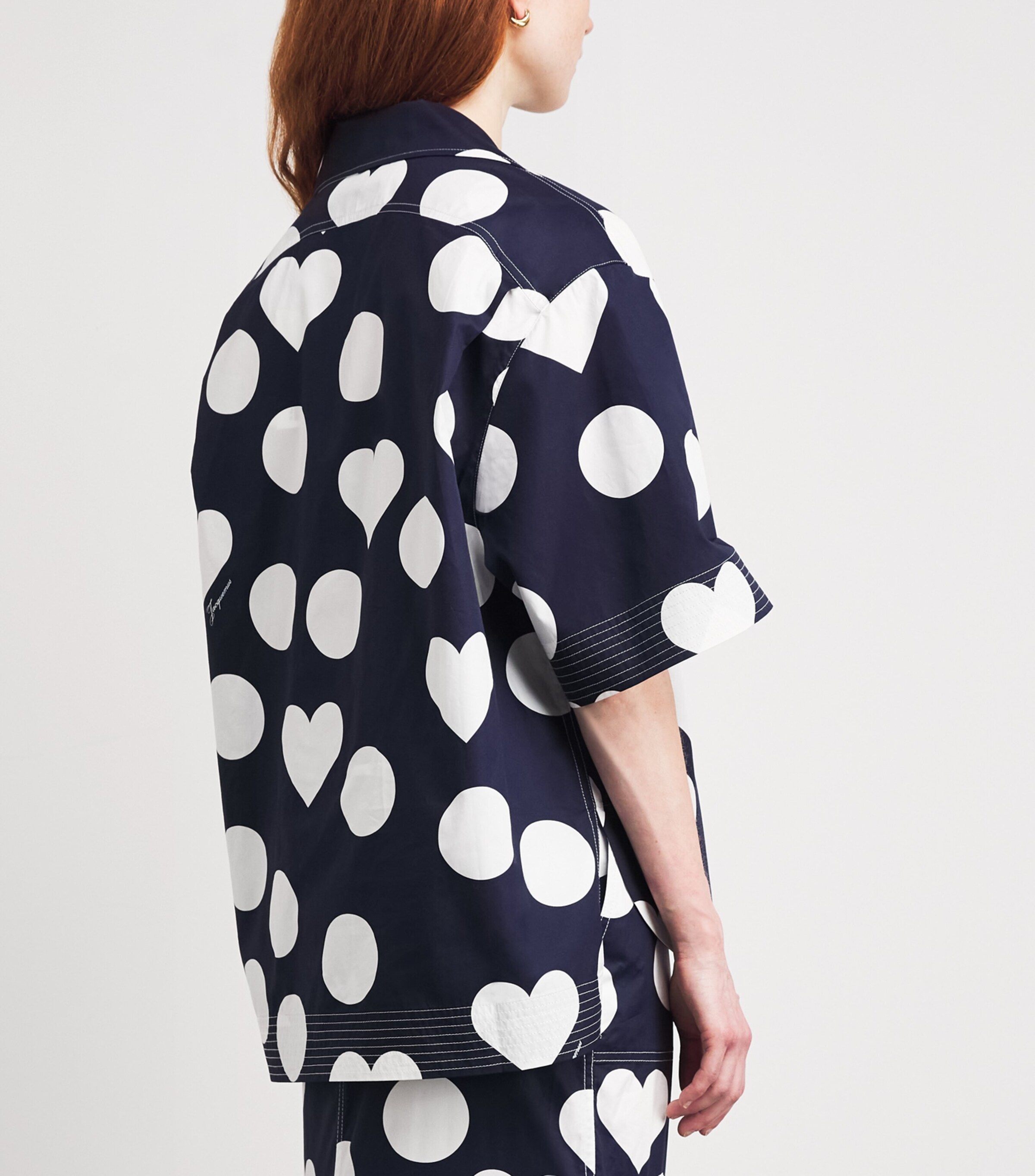 Jacquemus Womens Cotton Polka Dot Marin Shirt Dots Heart Navy Image 5