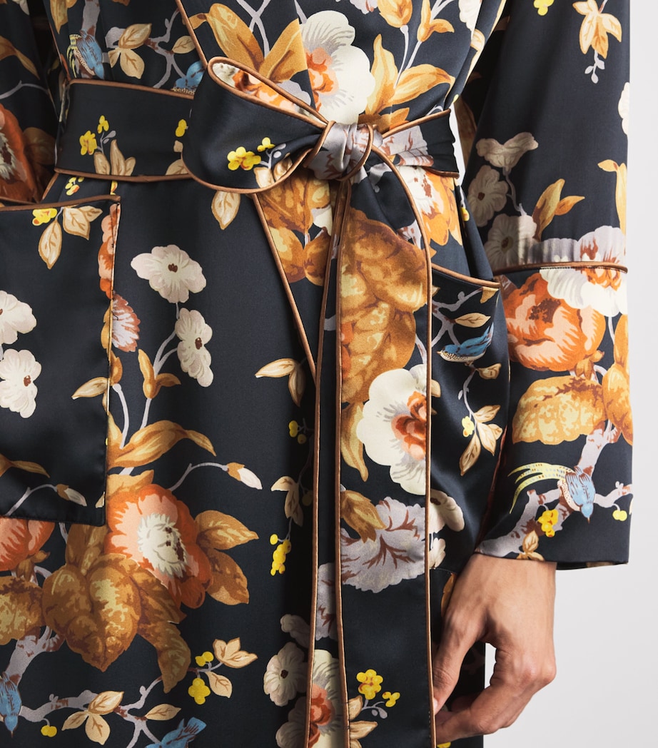 Olivia von Halle Womens Silk Capability Floral Robe Evora Image 3