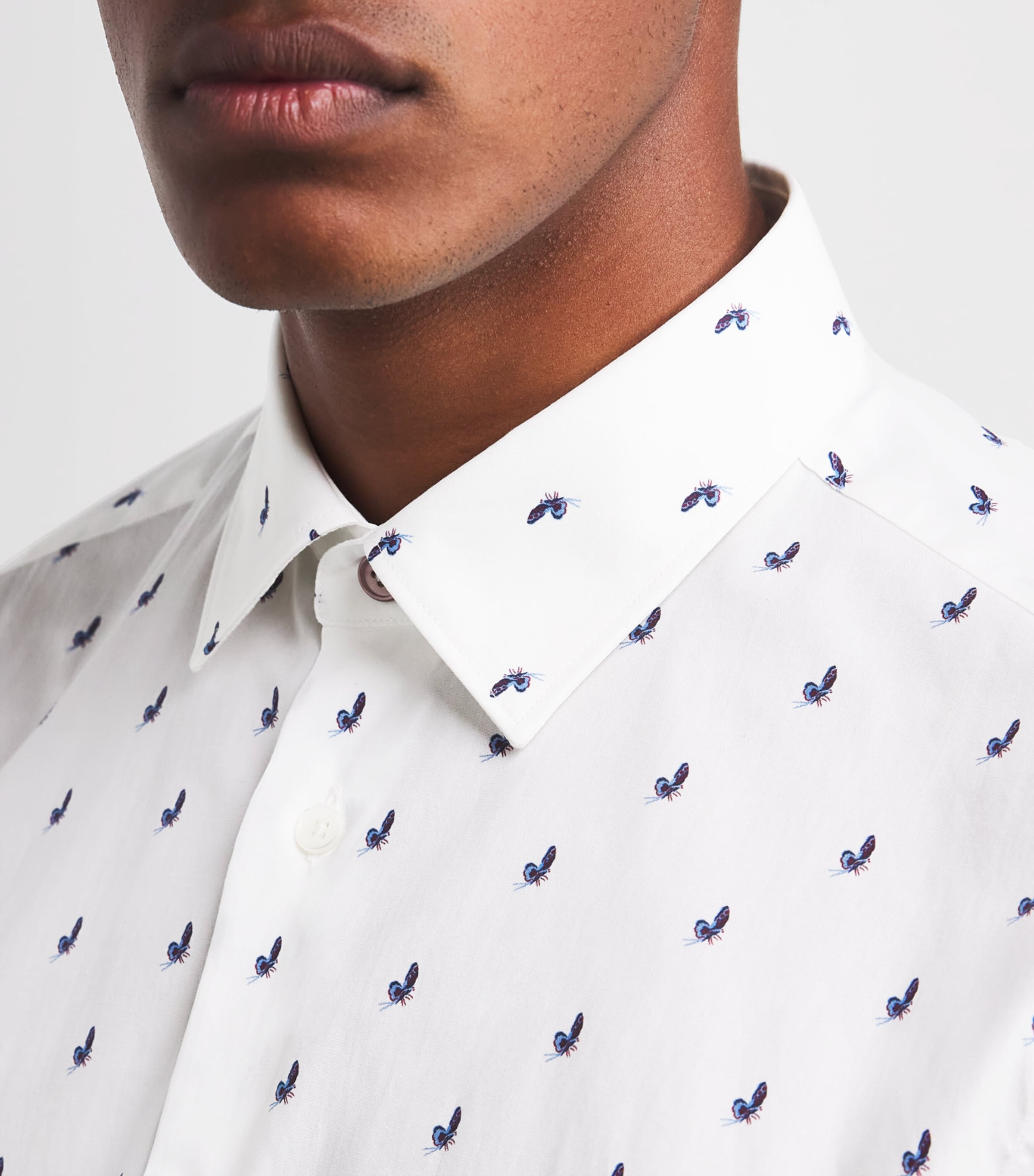 Butterfly Print Tailored-Fit Shirt 01_WHITE Image 6