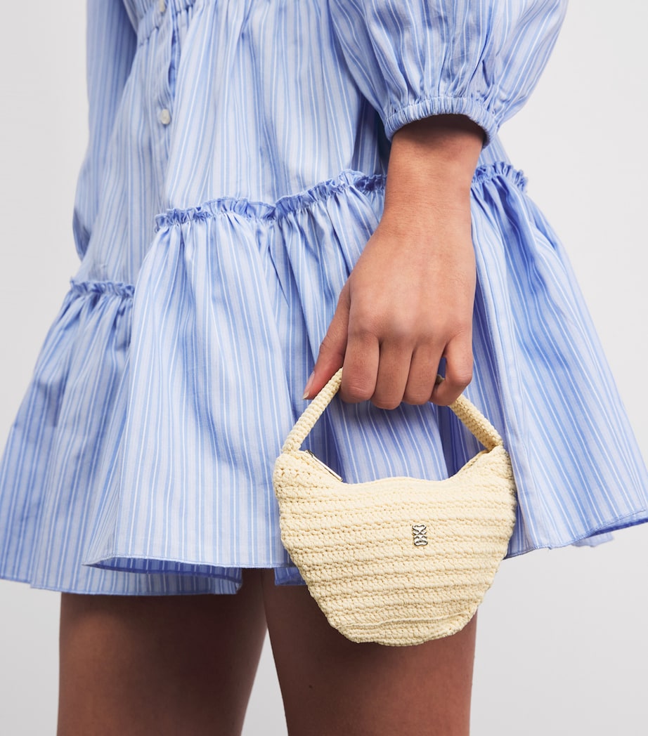 Sandro Paris Mini Crochet Top-Handle Bag Ecru Image 2