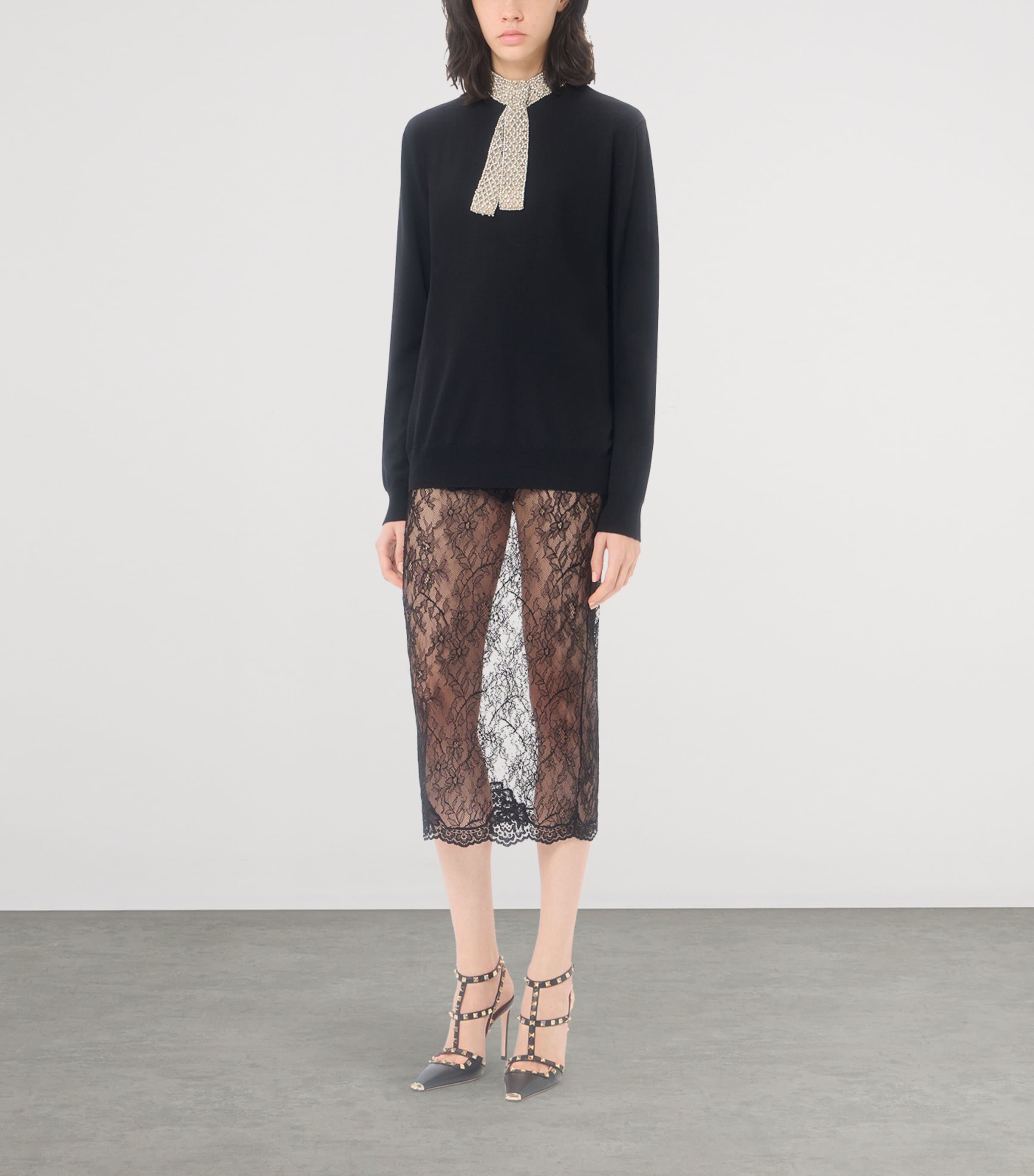 Valentino Womens Virgin Wool Embellished Sweater Image 2