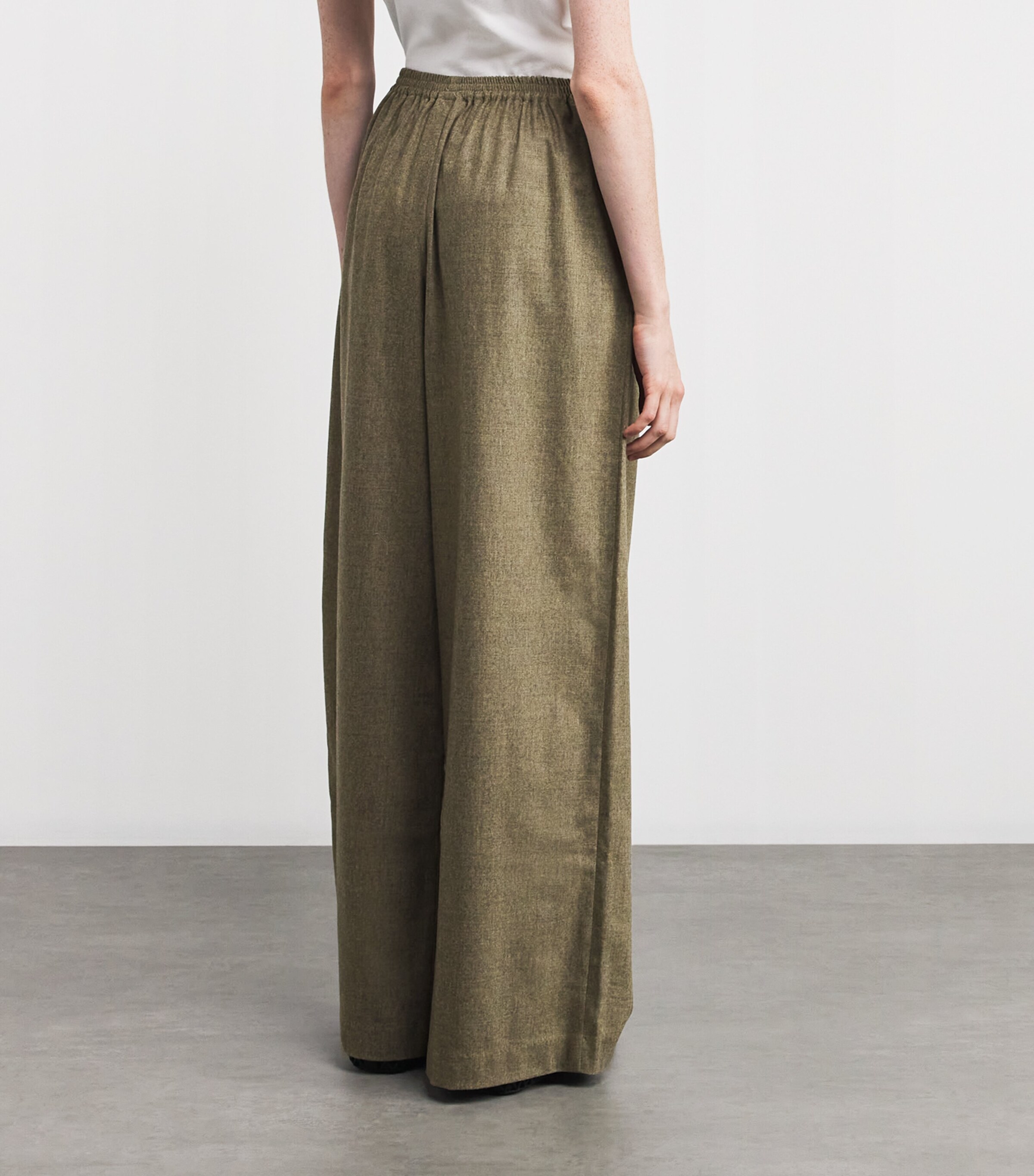 Cashmere-Wool Wide-Leg Trousers GRNSND Image 4
