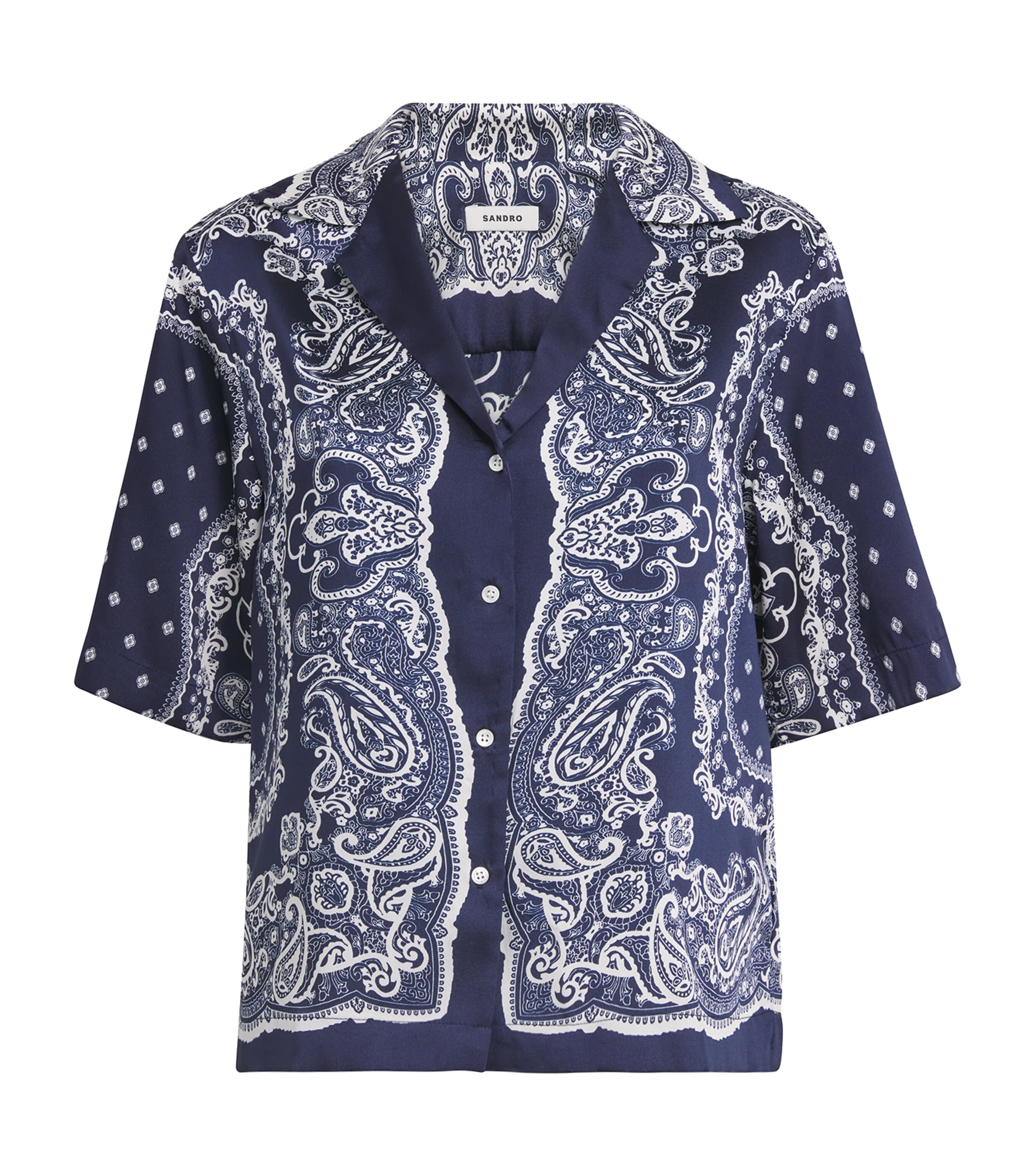Sandro Bandana-print Floaty Trousers In Blue
