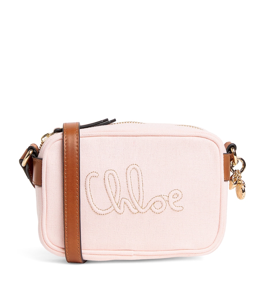 Chloé Kids Cotton Embroidered Shoulder Bag Pink Image 1