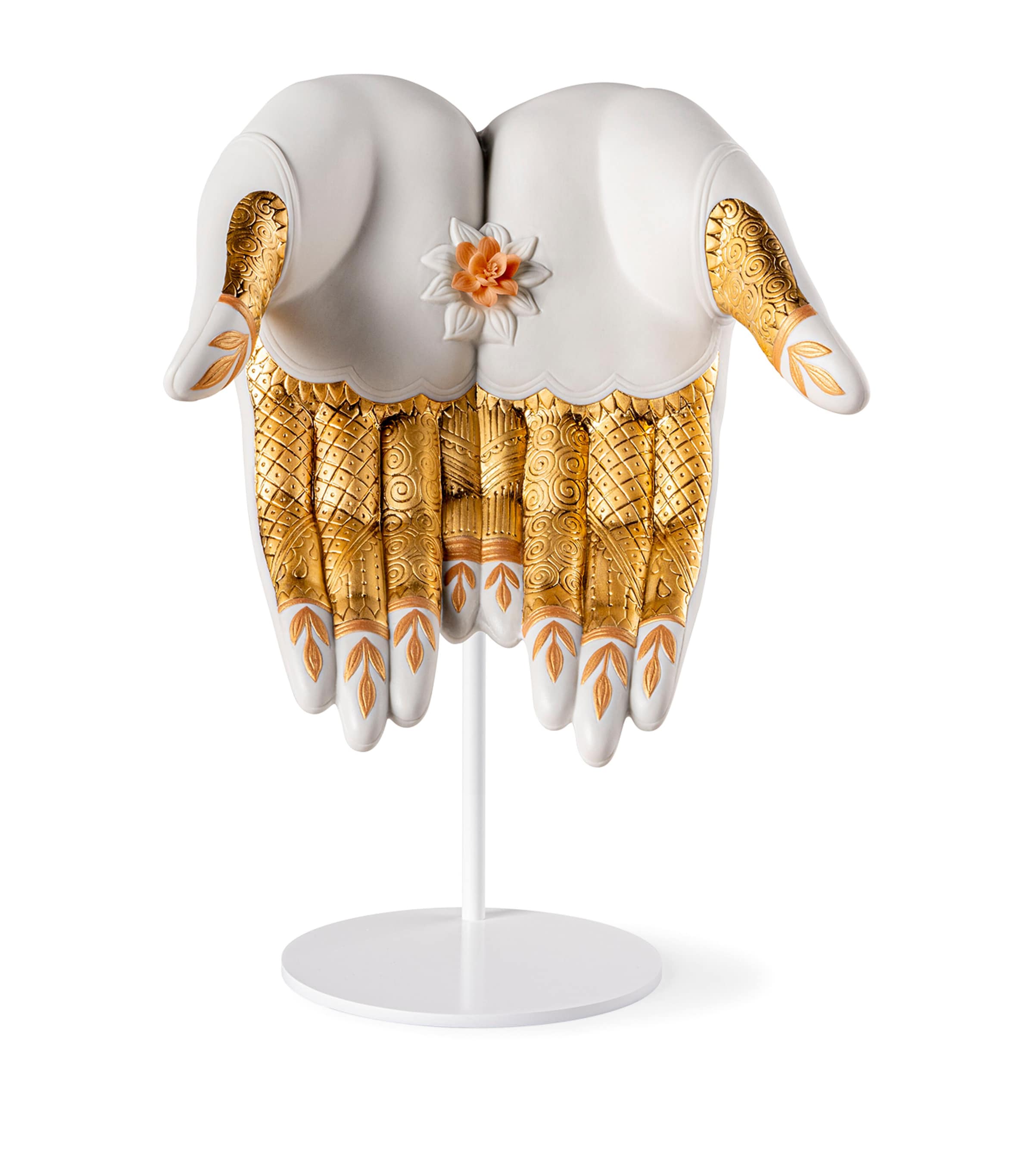 Lladró Porcelain Abundance Mudra Sculpture White & Gold Image 1