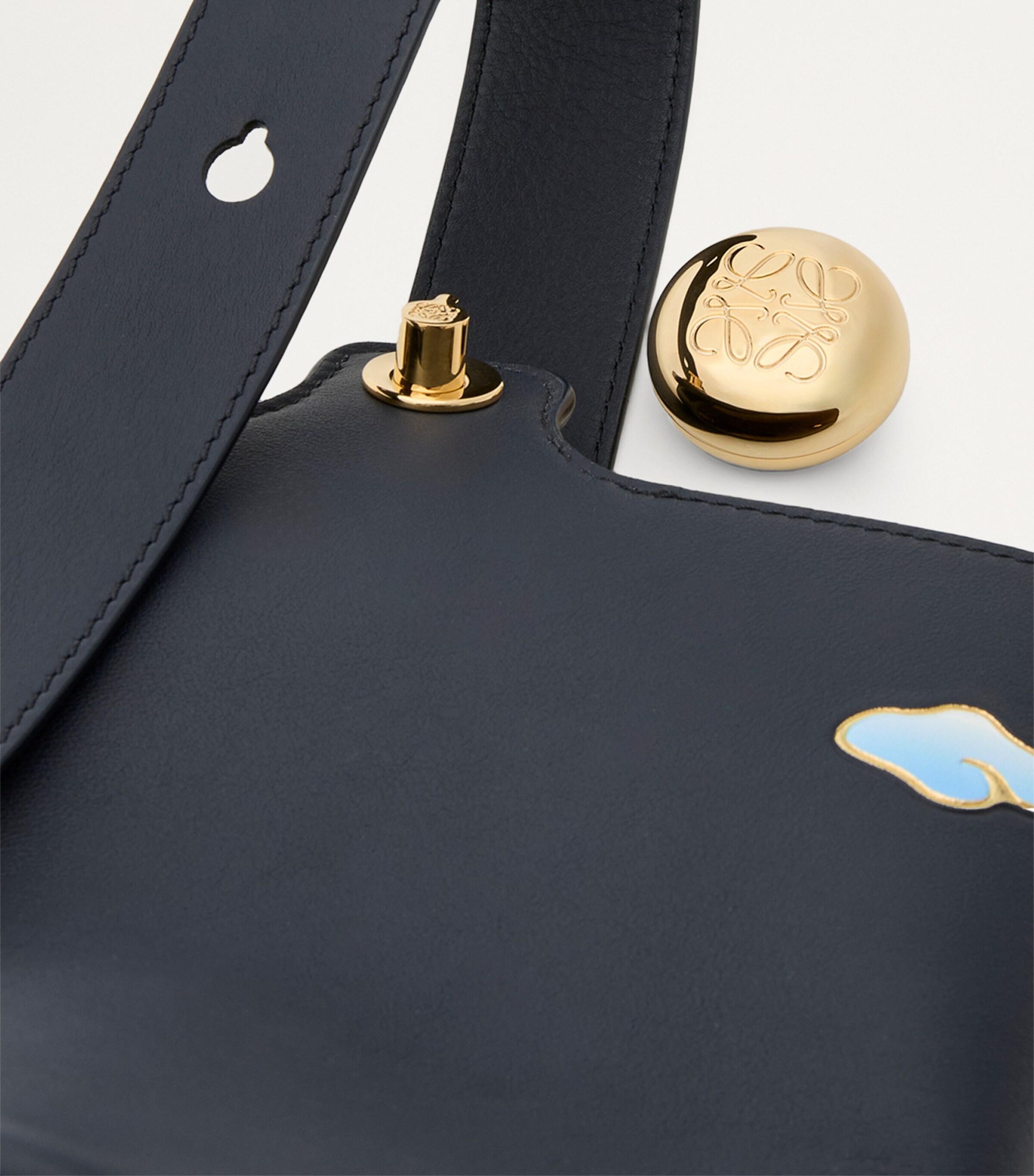 LOEWE Black x Suna Fujita Leather Clouds Pebble Bucket Bag