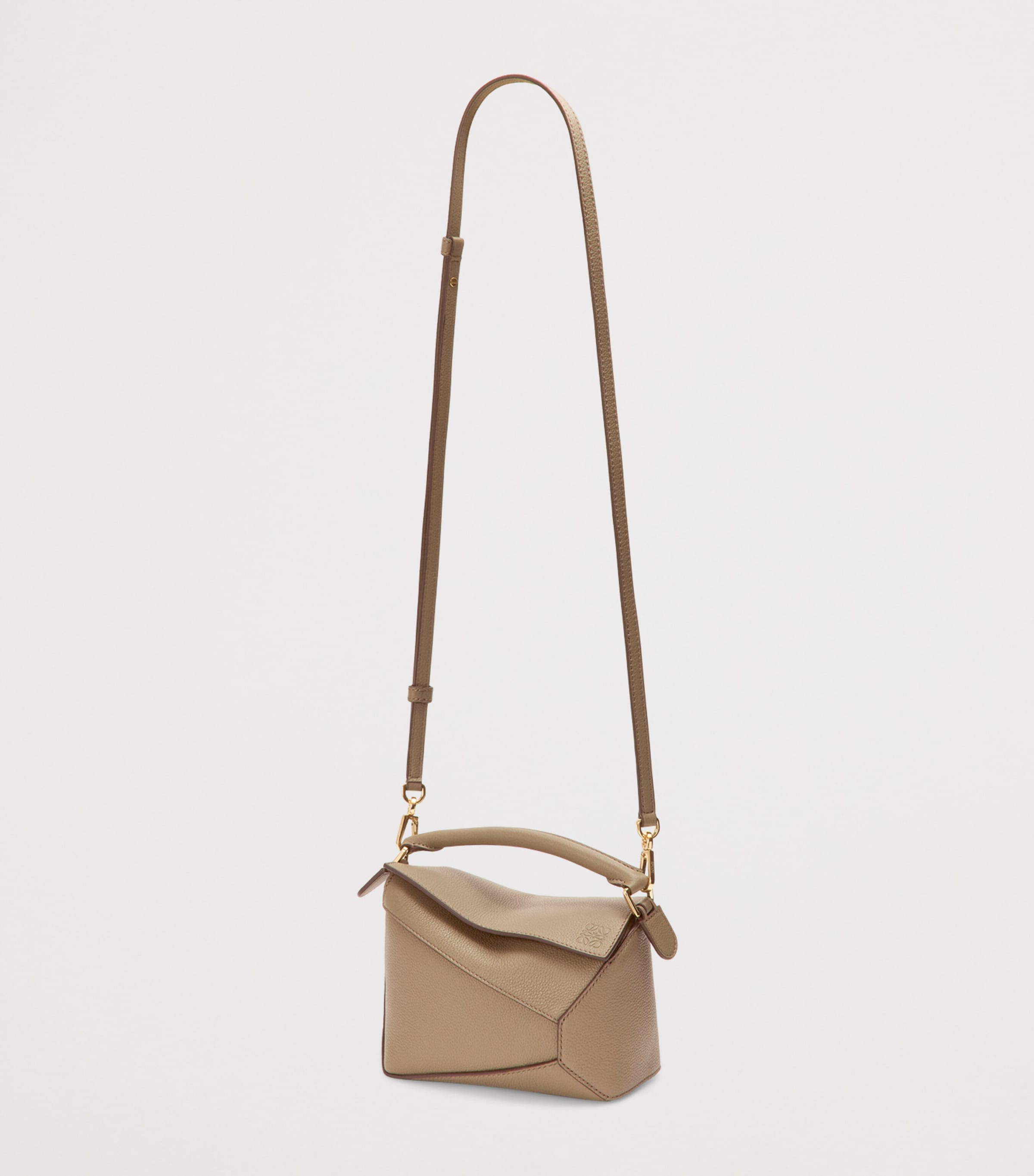 Mini Leather Puzzle Edge Top-Handle Bag TAUPE Image 5