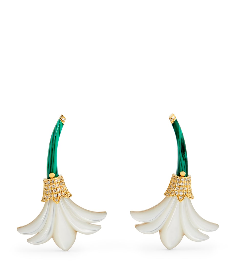 L'ATELIER NAWBAR Yellow Gold, Diamond, Mother-of-Pearl and Malachite Psychedeliah Earrings Yellow Gold Image 1