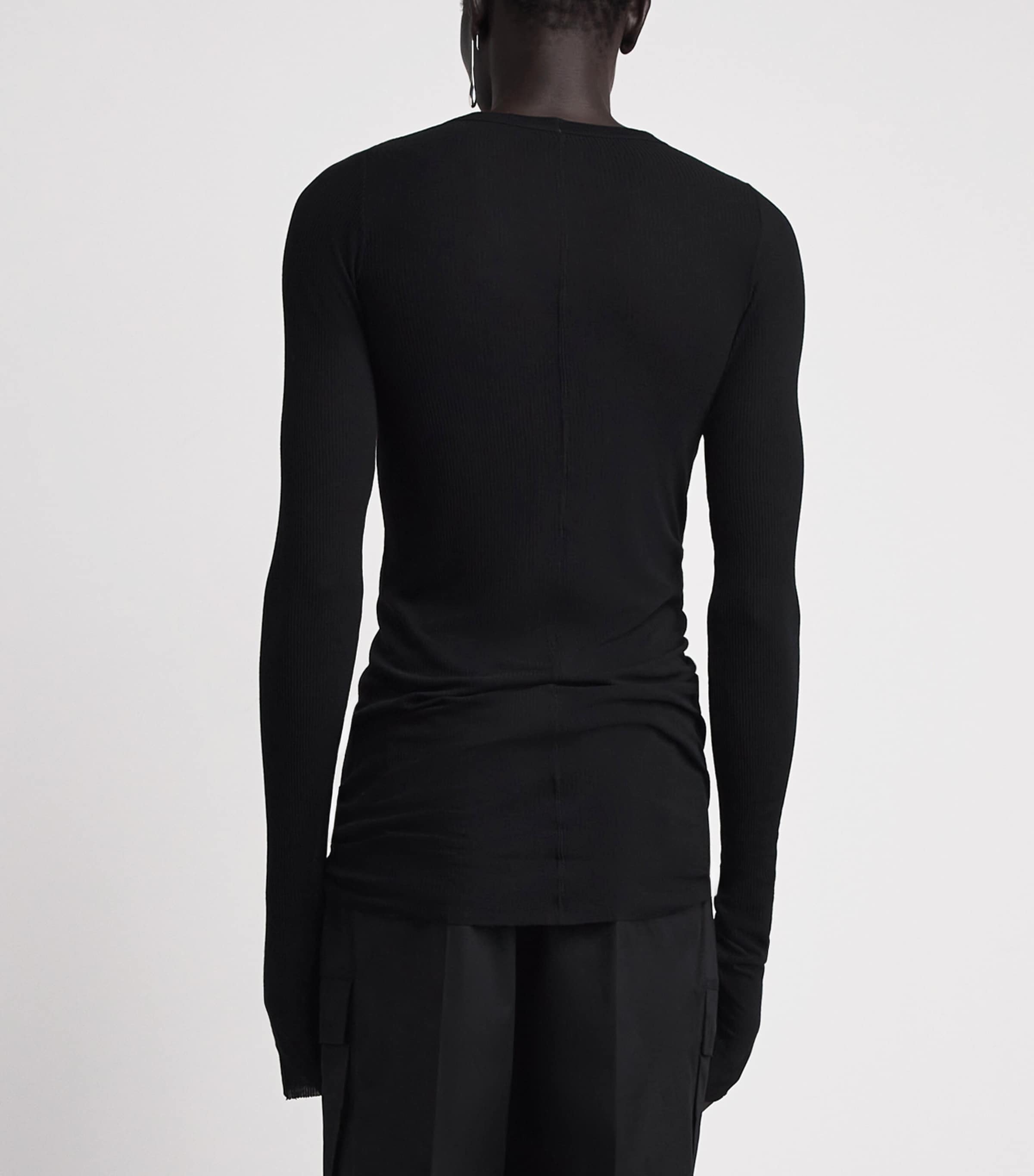 Rick Owens RIB LS T リブ ロングスリーブ Tシャツ 24SS Rick Owens Black Rib LS Long-Sleeve T-Shirt | Harrods UK