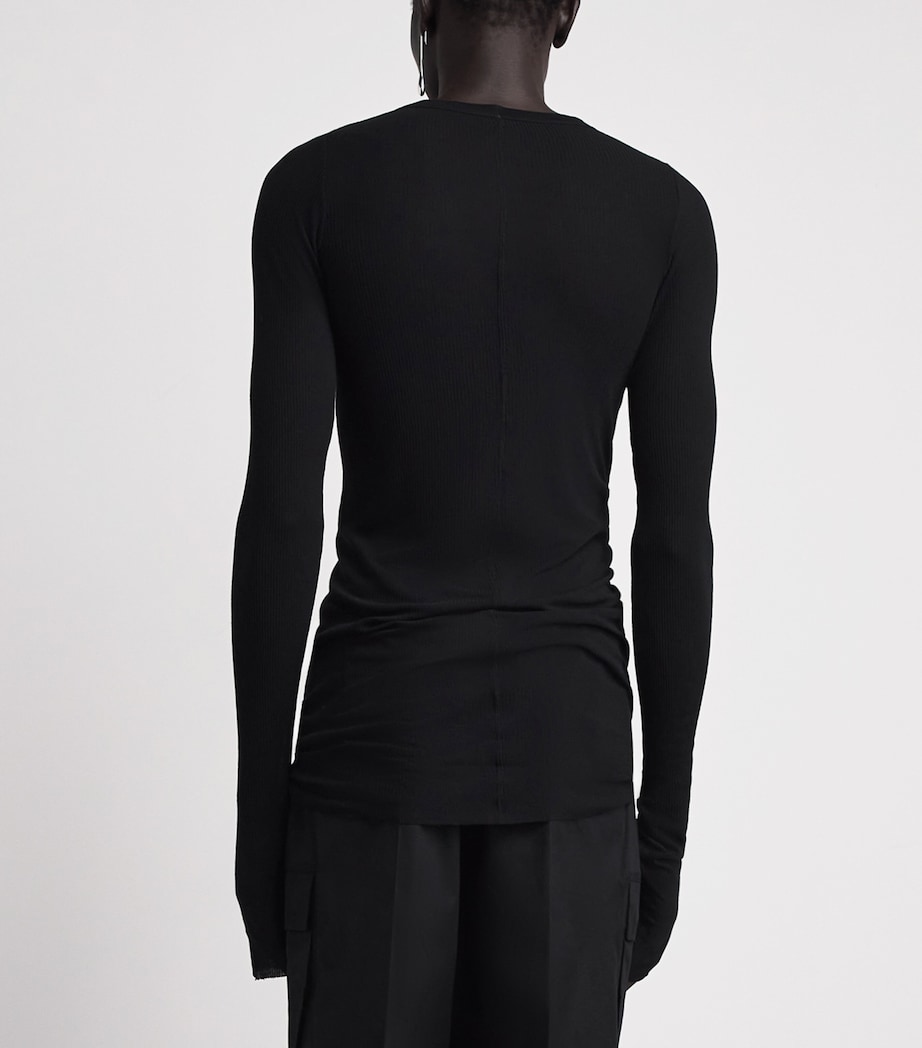 Rick Owens Mens Rib LS Long-Sleeve T-Shirt Black Image 5