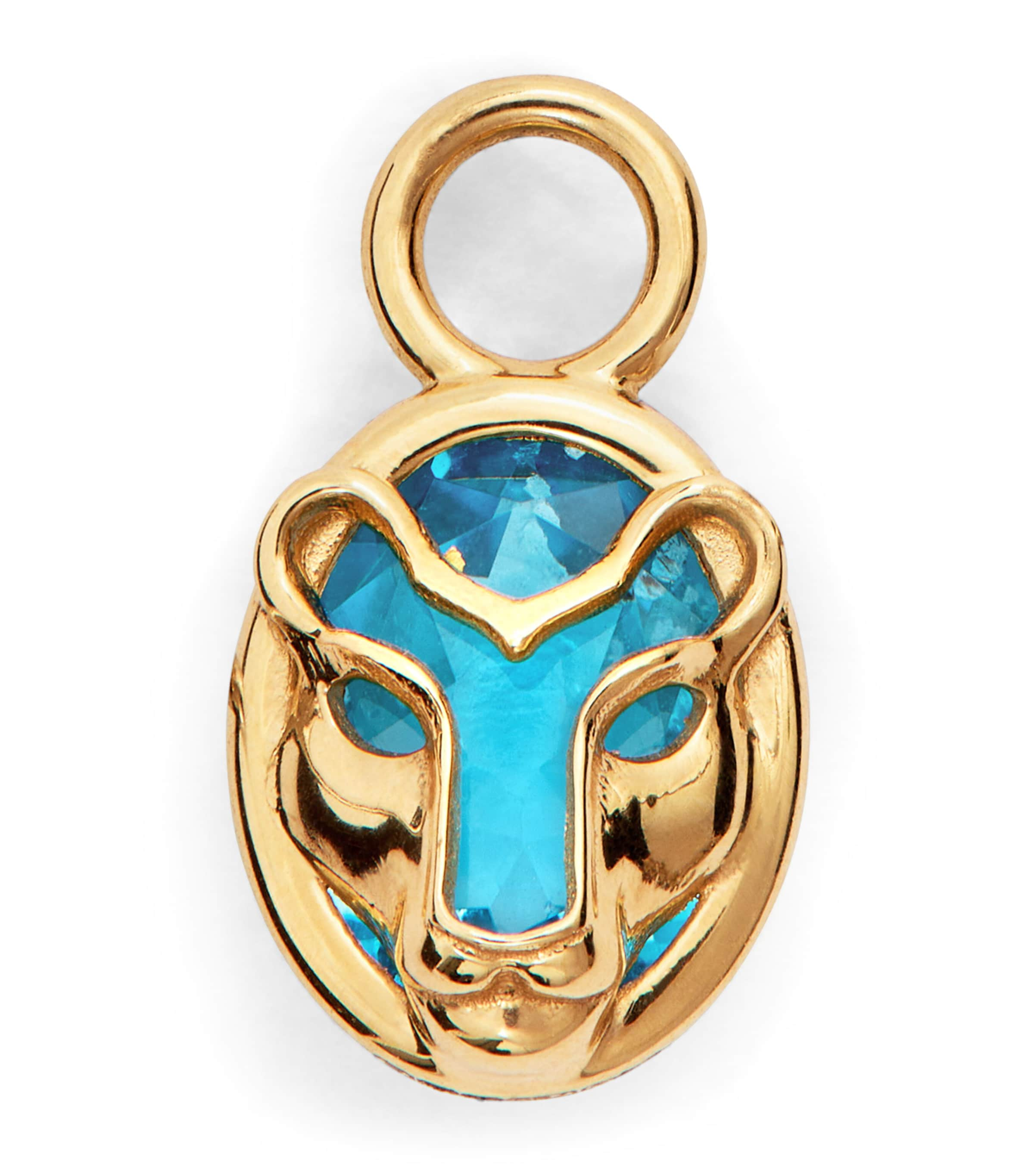 Katarina Tarazi Yellow Gold And Swiss Blue Topaz Râ Leo Earring Charm