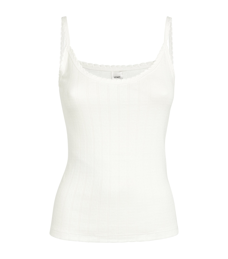 Classic Pointelle Tank Top WHITE Image 1