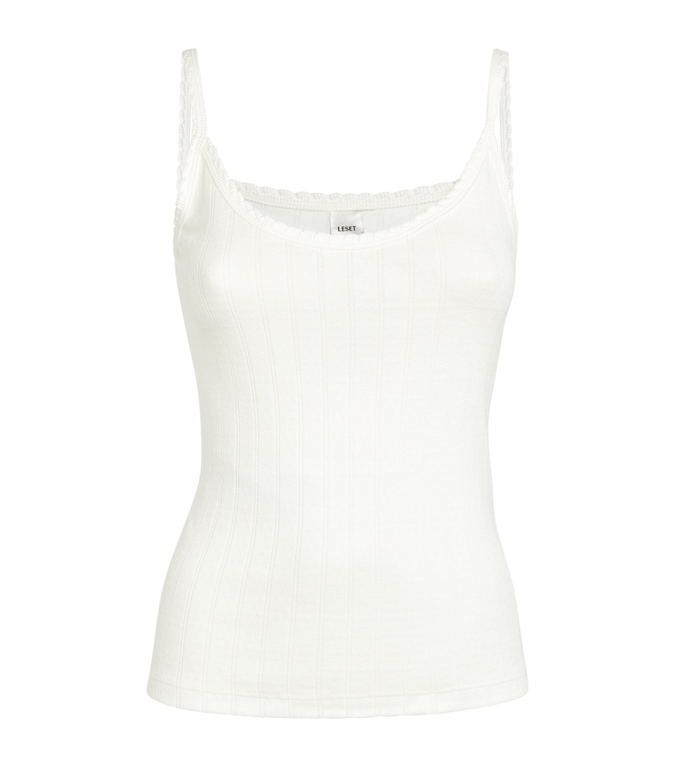 LESET Classic Pointelle Tank Top White