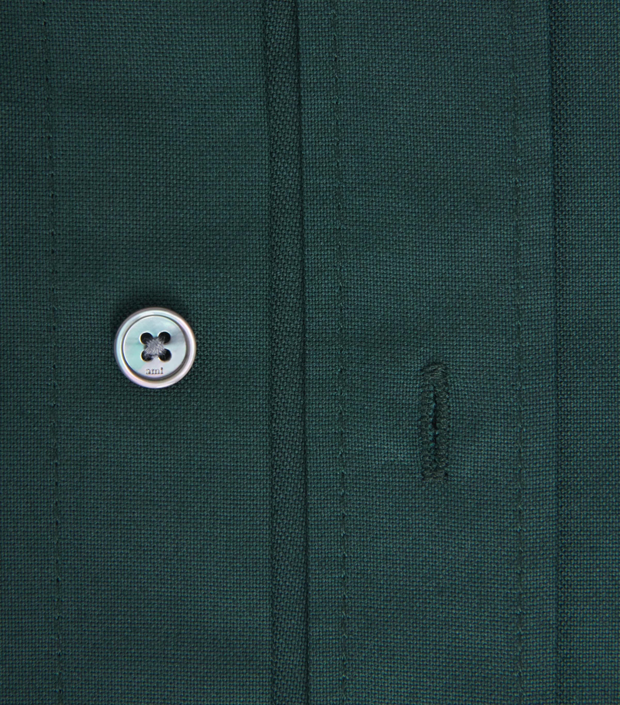 AMI Paris Mens Cotton Ami de Coeur Shirt Vert Bouteille Image 6