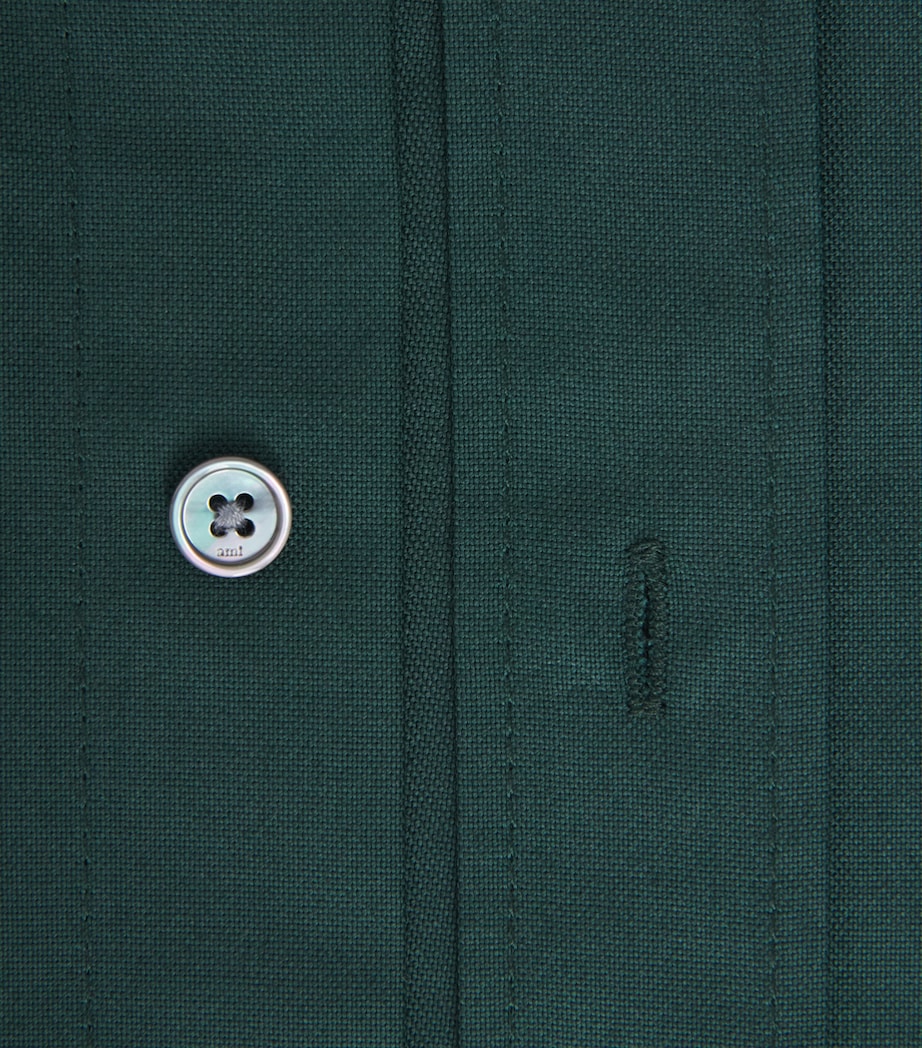 AMI Paris Mens Cotton Ami de Coeur Shirt Vert Bouteille Image 6