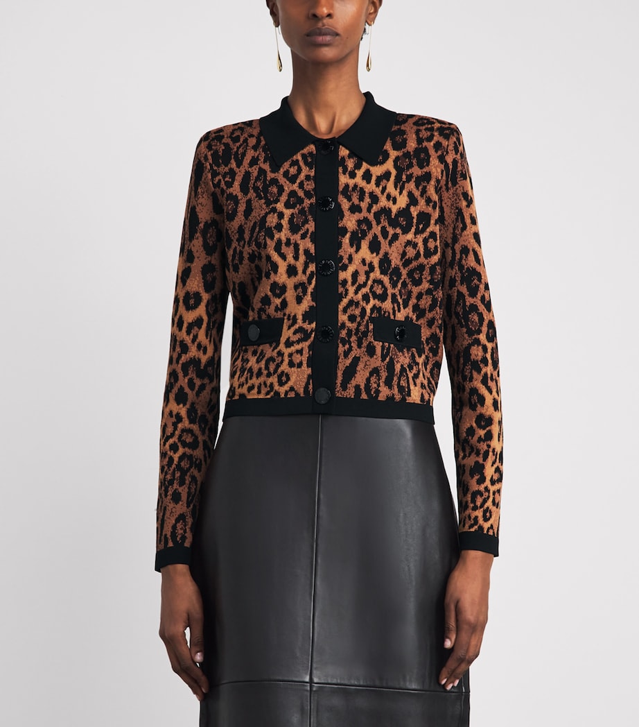 L'Agence Womens Leopard Print Osiris Cardigan Tan Mlt Javan Leoprd Image 4